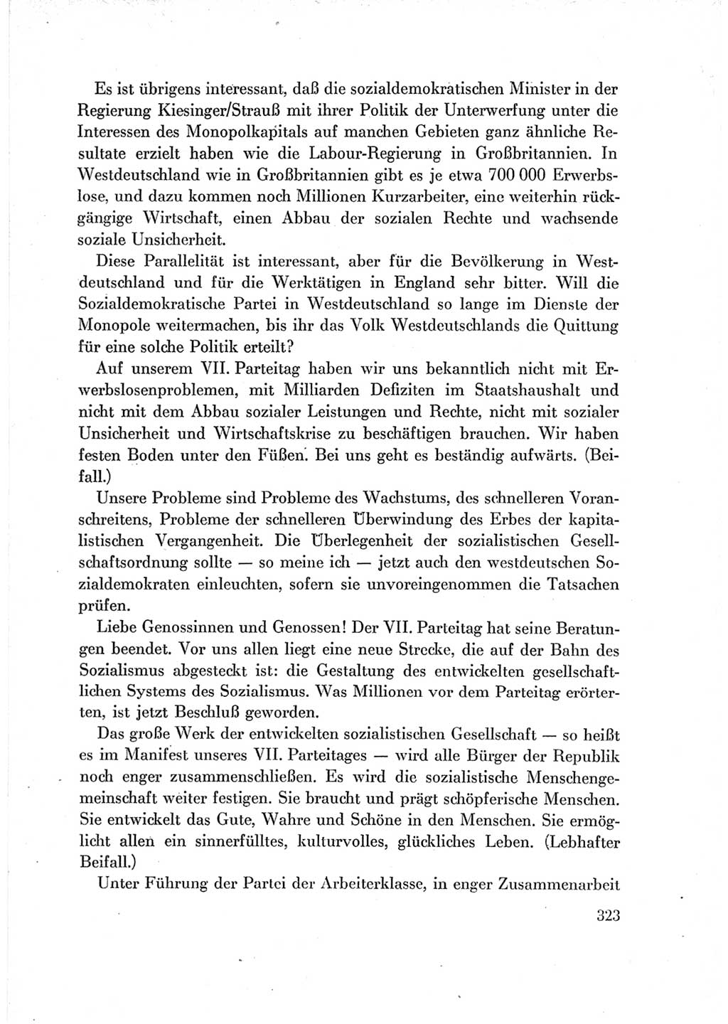 Protokoll der Verhandlungen des Ⅶ. Parteitages der Sozialistischen Einheitspartei Deutschlands (SED) [Deutsche Demokratische Republik (DDR)] 1967, Band Ⅱ, Seite 323 (Prot. Verh. Ⅶ. PT SED DDR 1967, Bd. Ⅱ, S. 323)