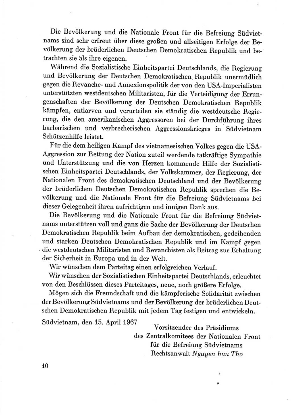 Protokoll der Verhandlungen des Ⅶ. Parteitages der Sozialistischen Einheitspartei Deutschlands (SED) [Deutsche Demokratische Republik (DDR)] 1967, Band Ⅲ, Seite 10 (Prot. Verh. Ⅶ. PT SED DDR 1967, Bd. Ⅲ, S. 10)