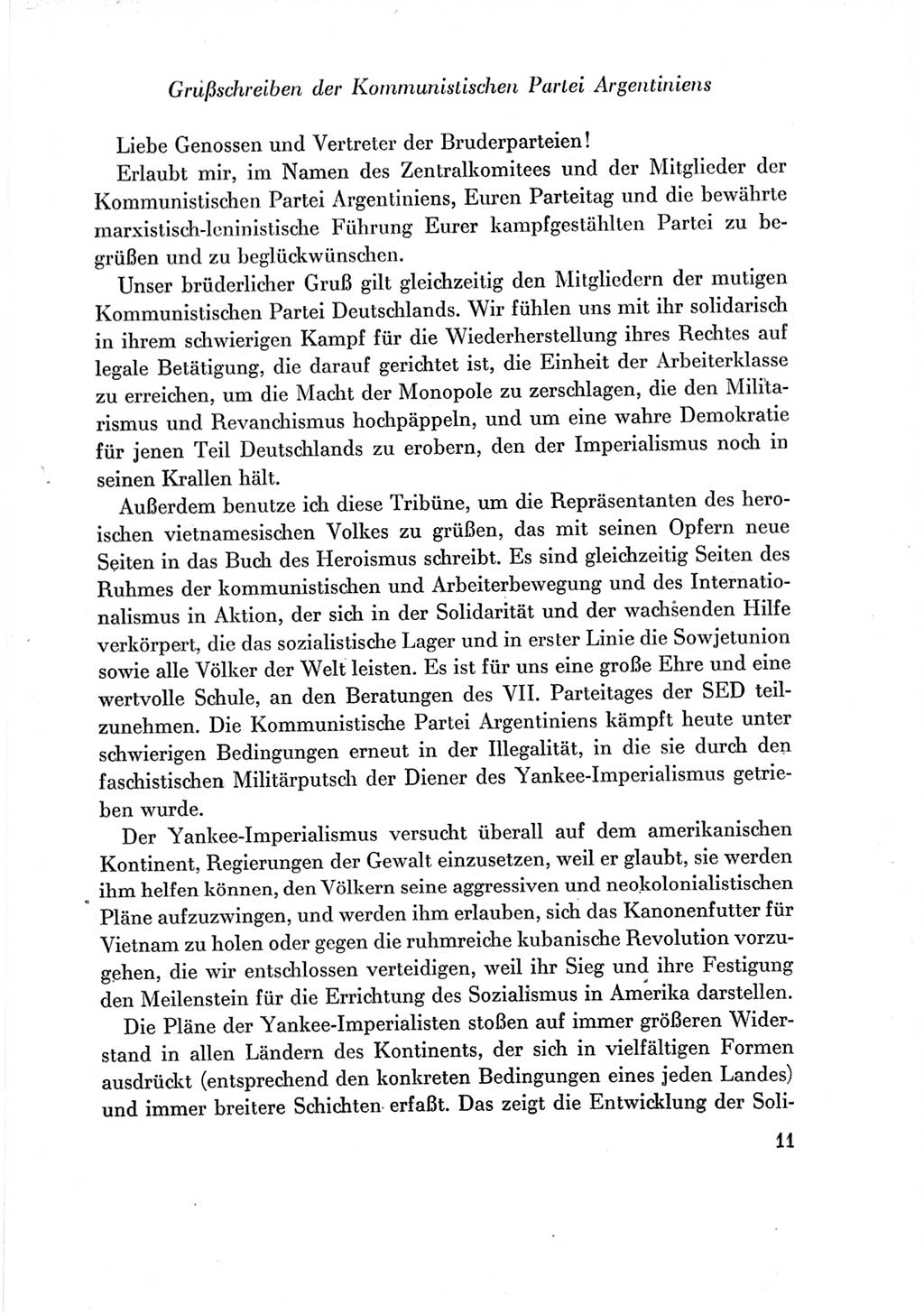 Protokoll der Verhandlungen des Ⅶ. Parteitages der Sozialistischen Einheitspartei Deutschlands (SED) [Deutsche Demokratische Republik (DDR)] 1967, Band Ⅲ, Seite 11 (Prot. Verh. Ⅶ. PT SED DDR 1967, Bd. Ⅲ, S. 11)