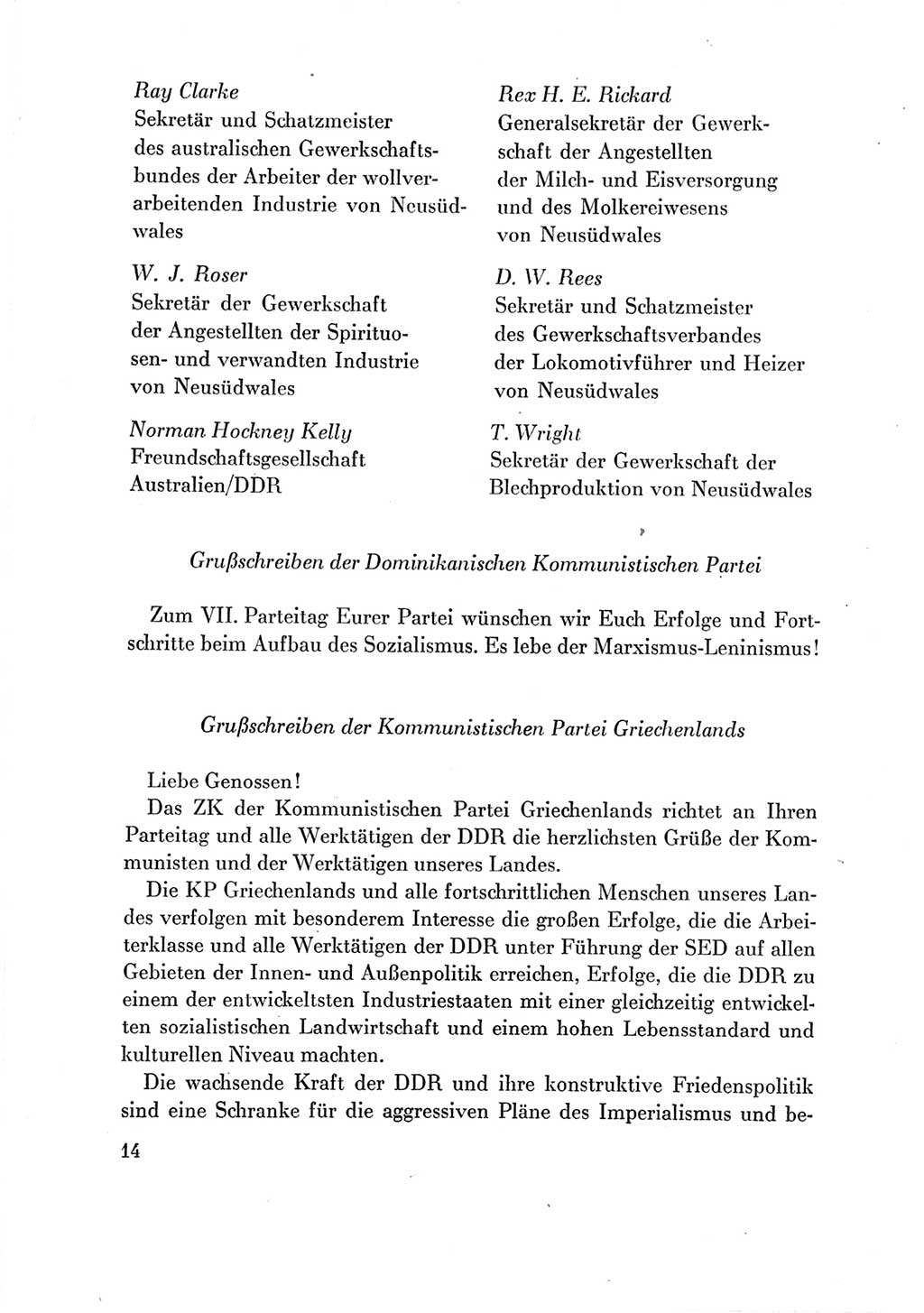 Protokoll der Verhandlungen des Ⅶ. Parteitages der Sozialistischen Einheitspartei Deutschlands (SED) [Deutsche Demokratische Republik (DDR)] 1967, Band Ⅲ, Seite 14 (Prot. Verh. Ⅶ. PT SED DDR 1967, Bd. Ⅲ, S. 14)