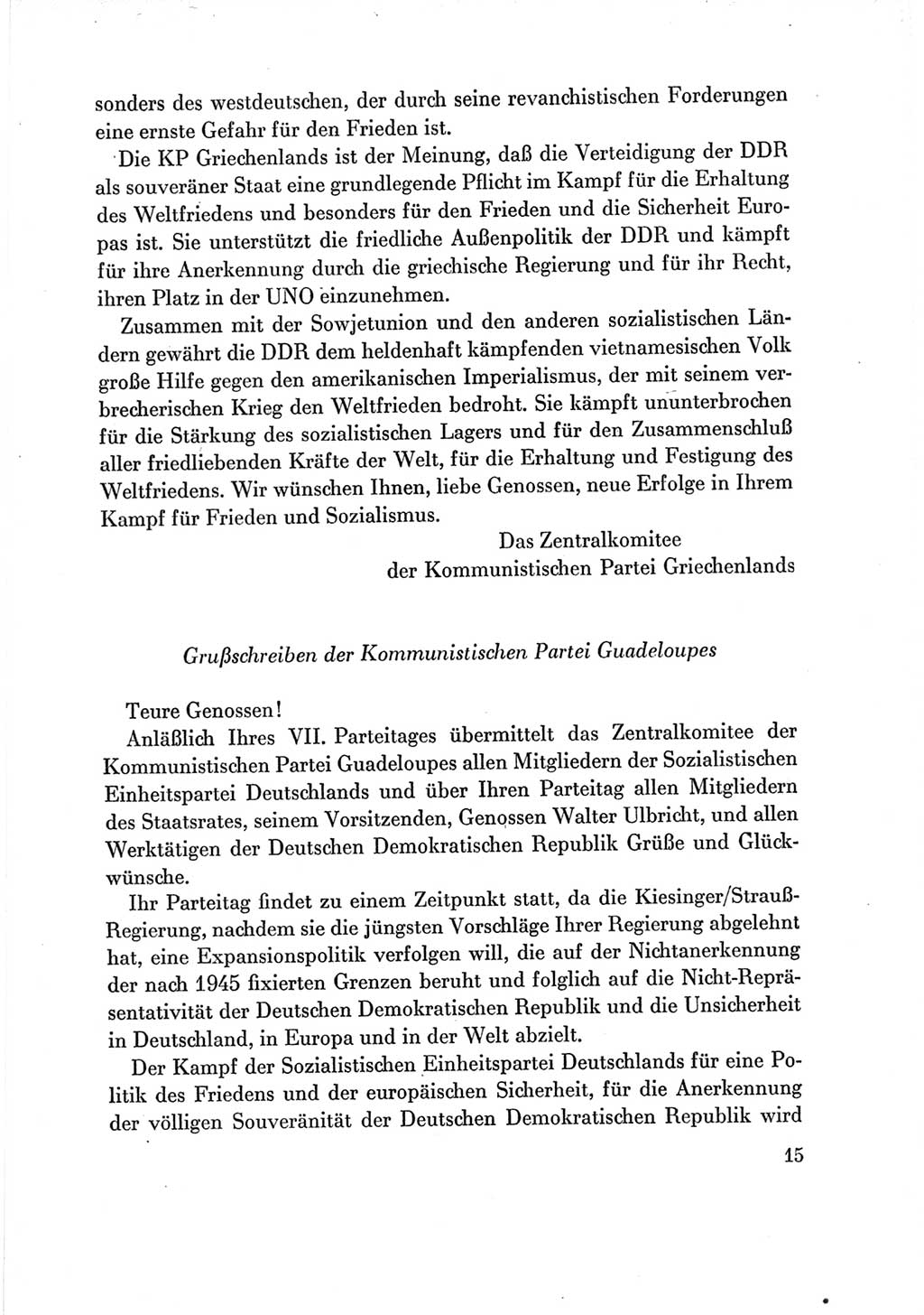 Protokoll der Verhandlungen des Ⅶ. Parteitages der Sozialistischen Einheitspartei Deutschlands (SED) [Deutsche Demokratische Republik (DDR)] 1967, Band Ⅲ, Seite 15 (Prot. Verh. Ⅶ. PT SED DDR 1967, Bd. Ⅲ, S. 15)