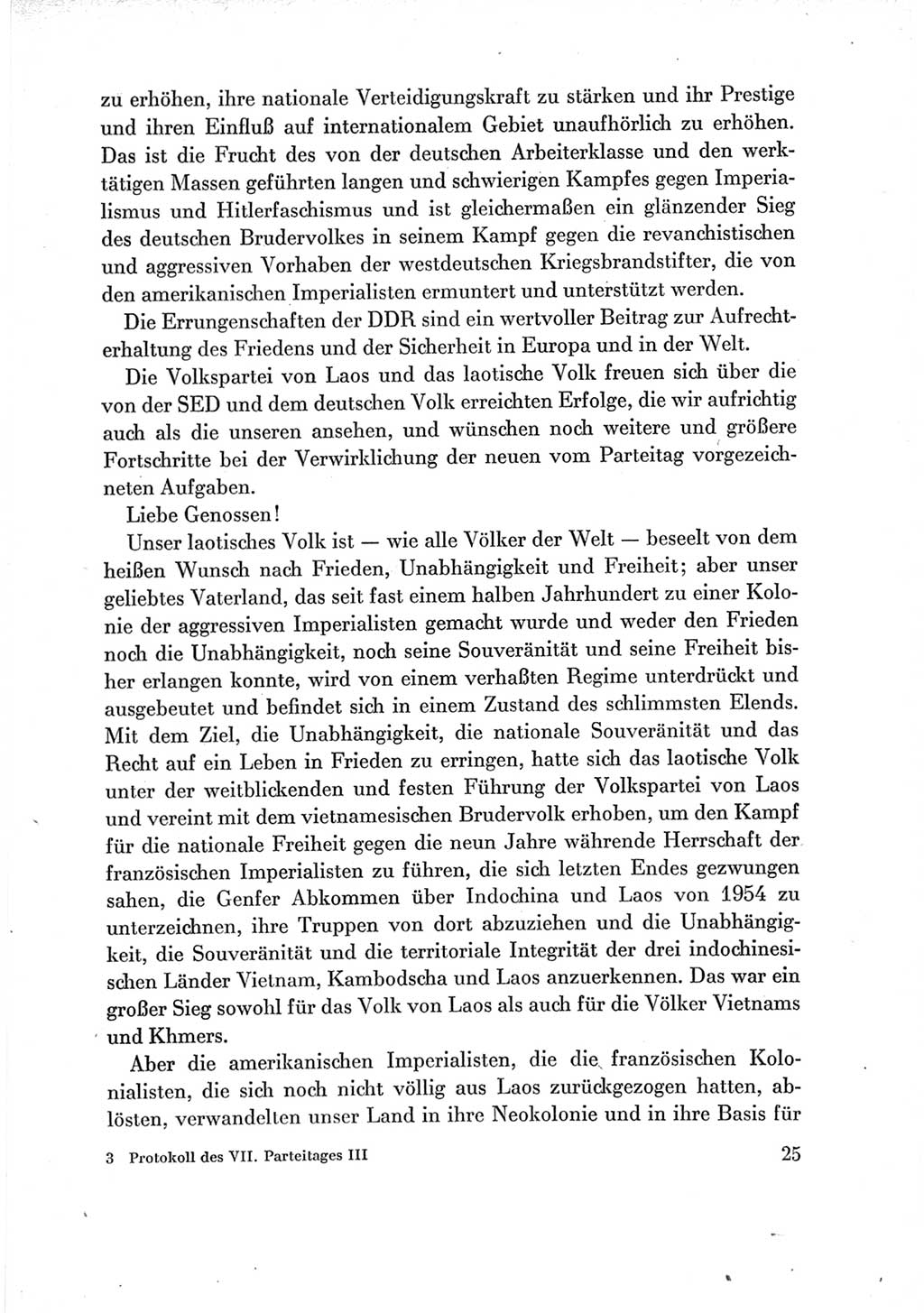 Protokoll der Verhandlungen des Ⅶ. Parteitages der Sozialistischen Einheitspartei Deutschlands (SED) [Deutsche Demokratische Republik (DDR)] 1967, Band Ⅲ, Seite 25 (Prot. Verh. Ⅶ. PT SED DDR 1967, Bd. Ⅲ, S. 25)