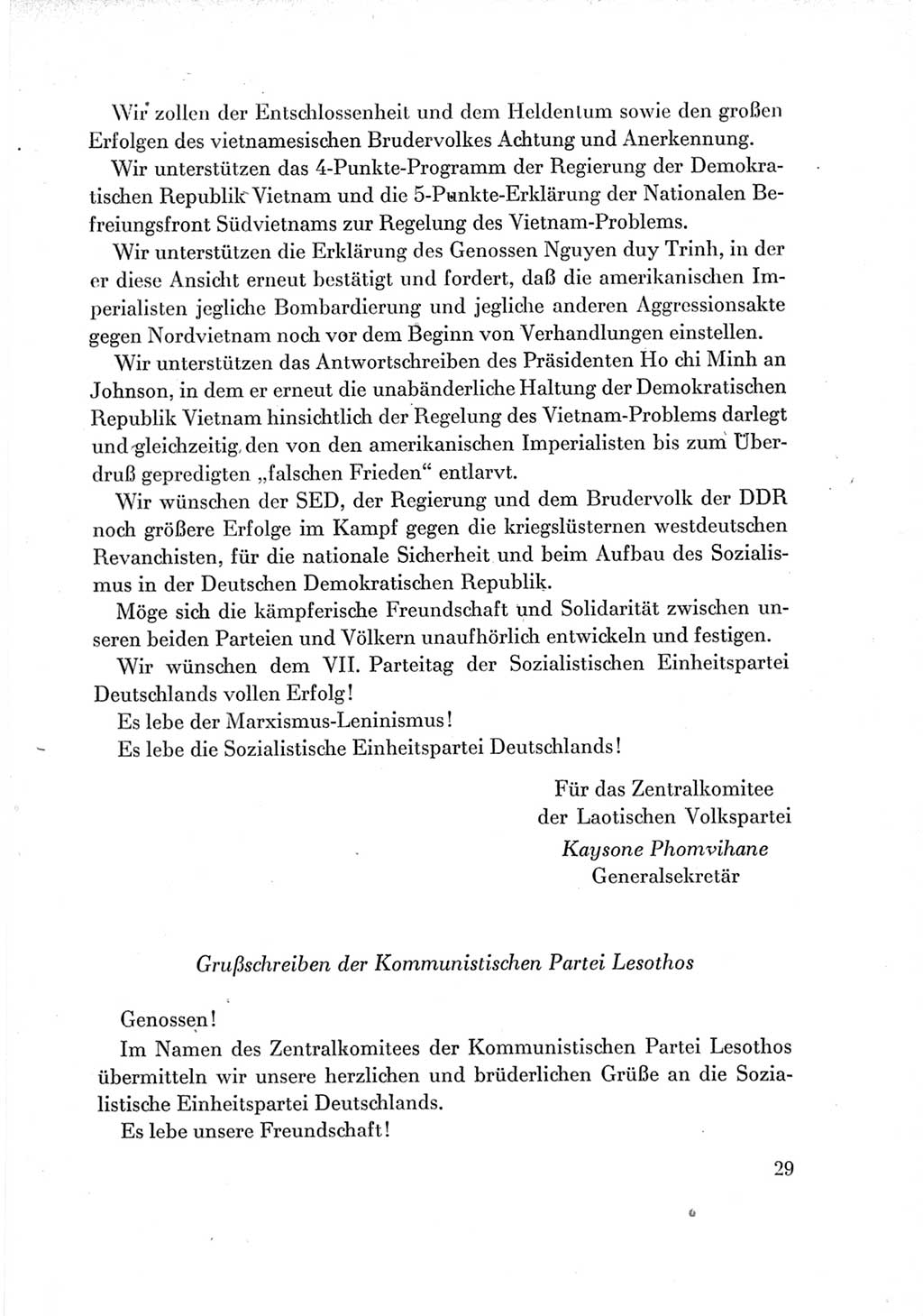 Protokoll der Verhandlungen des Ⅶ. Parteitages der Sozialistischen Einheitspartei Deutschlands (SED) [Deutsche Demokratische Republik (DDR)] 1967, Band Ⅲ, Seite 29 (Prot. Verh. Ⅶ. PT SED DDR 1967, Bd. Ⅲ, S. 29)