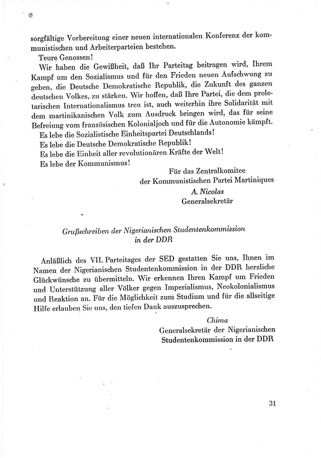 Protokoll der Verhandlungen des Ⅶ. Parteitages der Sozialistischen Einheitspartei Deutschlands (SED) [Deutsche Demokratische Republik (DDR)] 1967, Band Ⅲ, Seite 31 (Prot. Verh. Ⅶ. PT SED DDR 1967, Bd. Ⅲ, S. 31)