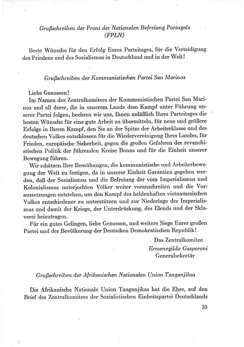 Protokoll der Verhandlungen des Ⅶ. Parteitages der Sozialistischen Einheitspartei Deutschlands (SED) [Deutsche Demokratische Republik (DDR)] 1967, Band Ⅲ, Seite 33 (Prot. Verh. Ⅶ. PT SED DDR 1967, Bd. Ⅲ, S. 33)