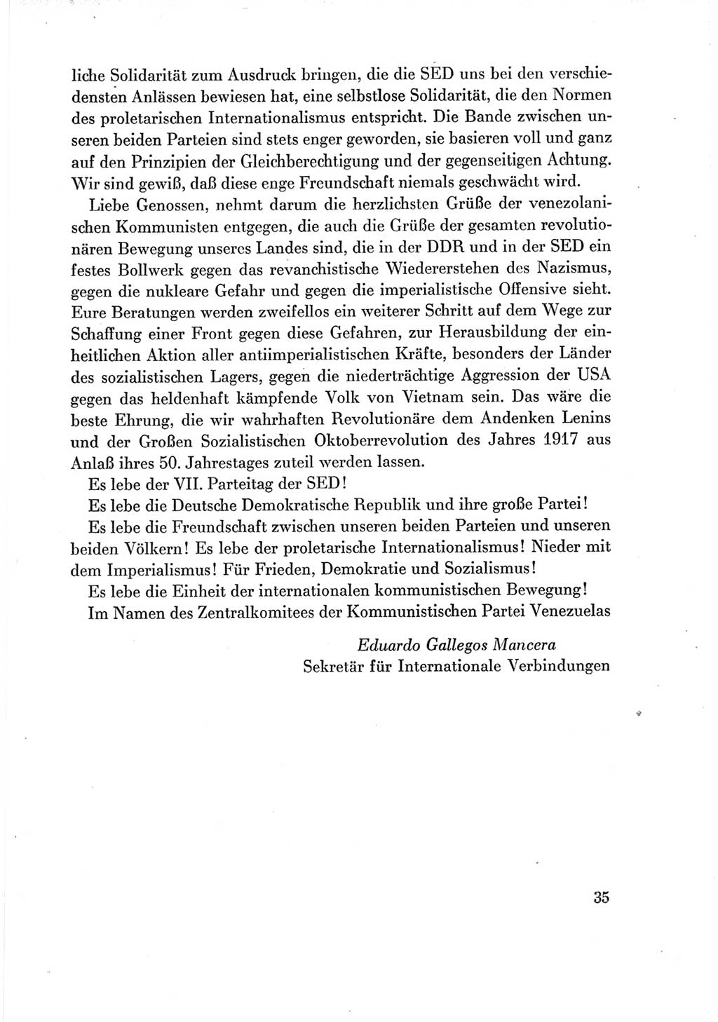 Protokoll der Verhandlungen des Ⅶ. Parteitages der Sozialistischen Einheitspartei Deutschlands (SED) [Deutsche Demokratische Republik (DDR)] 1967, Band Ⅲ, Seite 35 (Prot. Verh. Ⅶ. PT SED DDR 1967, Bd. Ⅲ, S. 35)