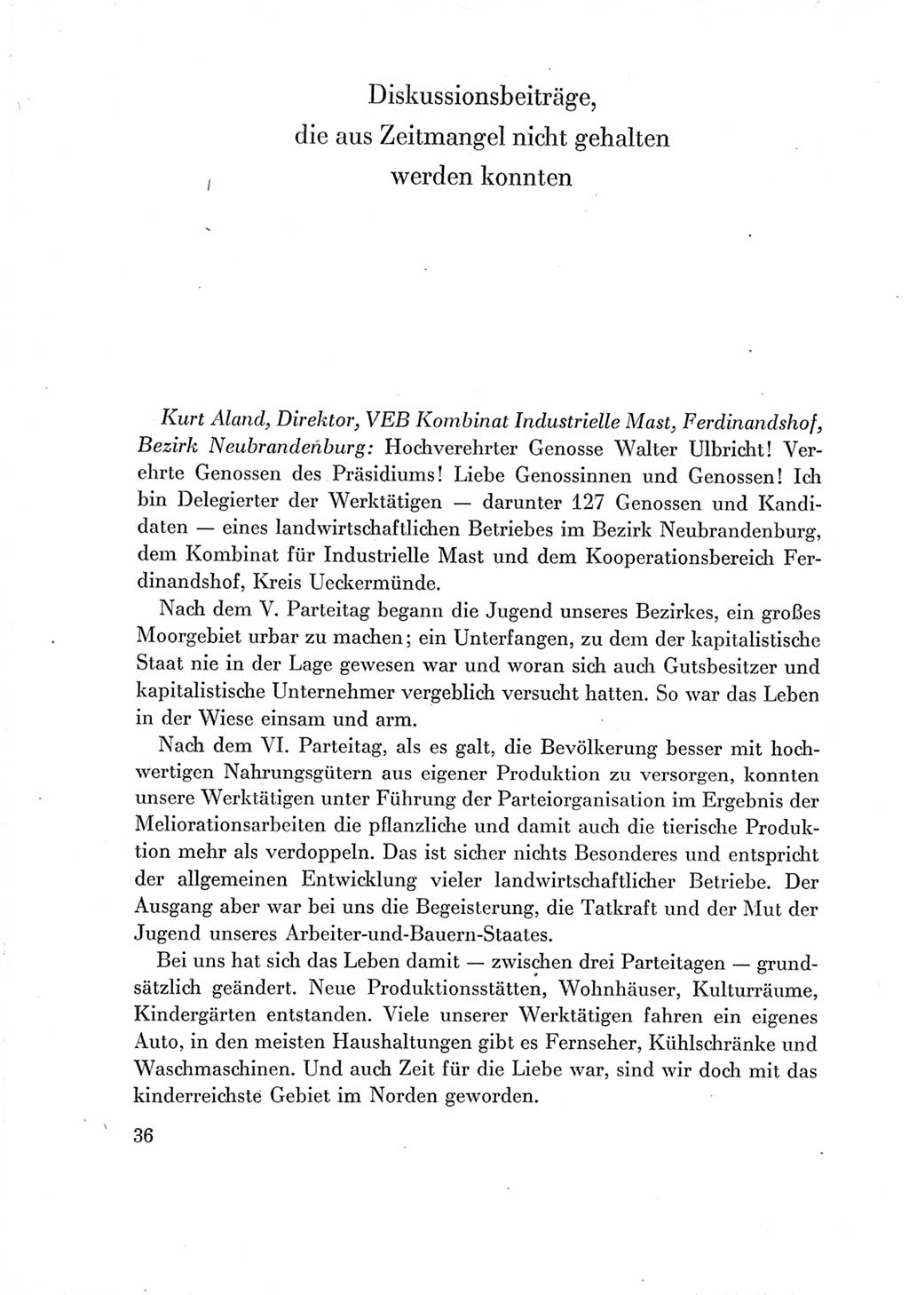 Protokoll der Verhandlungen des Ⅶ. Parteitages der Sozialistischen Einheitspartei Deutschlands (SED) [Deutsche Demokratische Republik (DDR)] 1967, Band Ⅲ, Seite 36 (Prot. Verh. Ⅶ. PT SED DDR 1967, Bd. Ⅲ, S. 36)