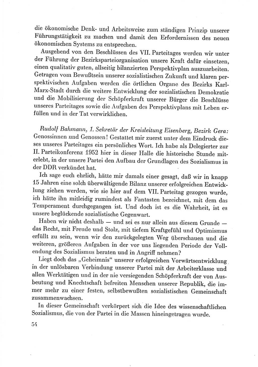 Protokoll der Verhandlungen des Ⅶ. Parteitages der Sozialistischen Einheitspartei Deutschlands (SED) [Deutsche Demokratische Republik (DDR)] 1967, Band Ⅲ, Seite 54 (Prot. Verh. Ⅶ. PT SED DDR 1967, Bd. Ⅲ, S. 54)