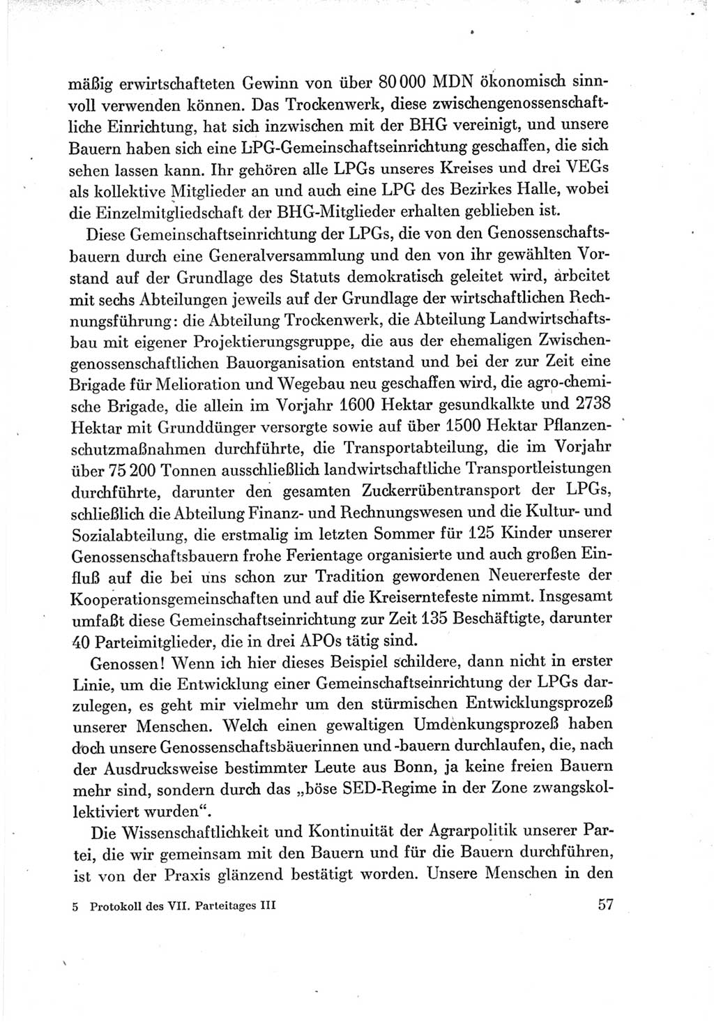 Protokoll der Verhandlungen des Ⅶ. Parteitages der Sozialistischen Einheitspartei Deutschlands (SED) [Deutsche Demokratische Republik (DDR)] 1967, Band Ⅲ, Seite 57 (Prot. Verh. Ⅶ. PT SED DDR 1967, Bd. Ⅲ, S. 57)