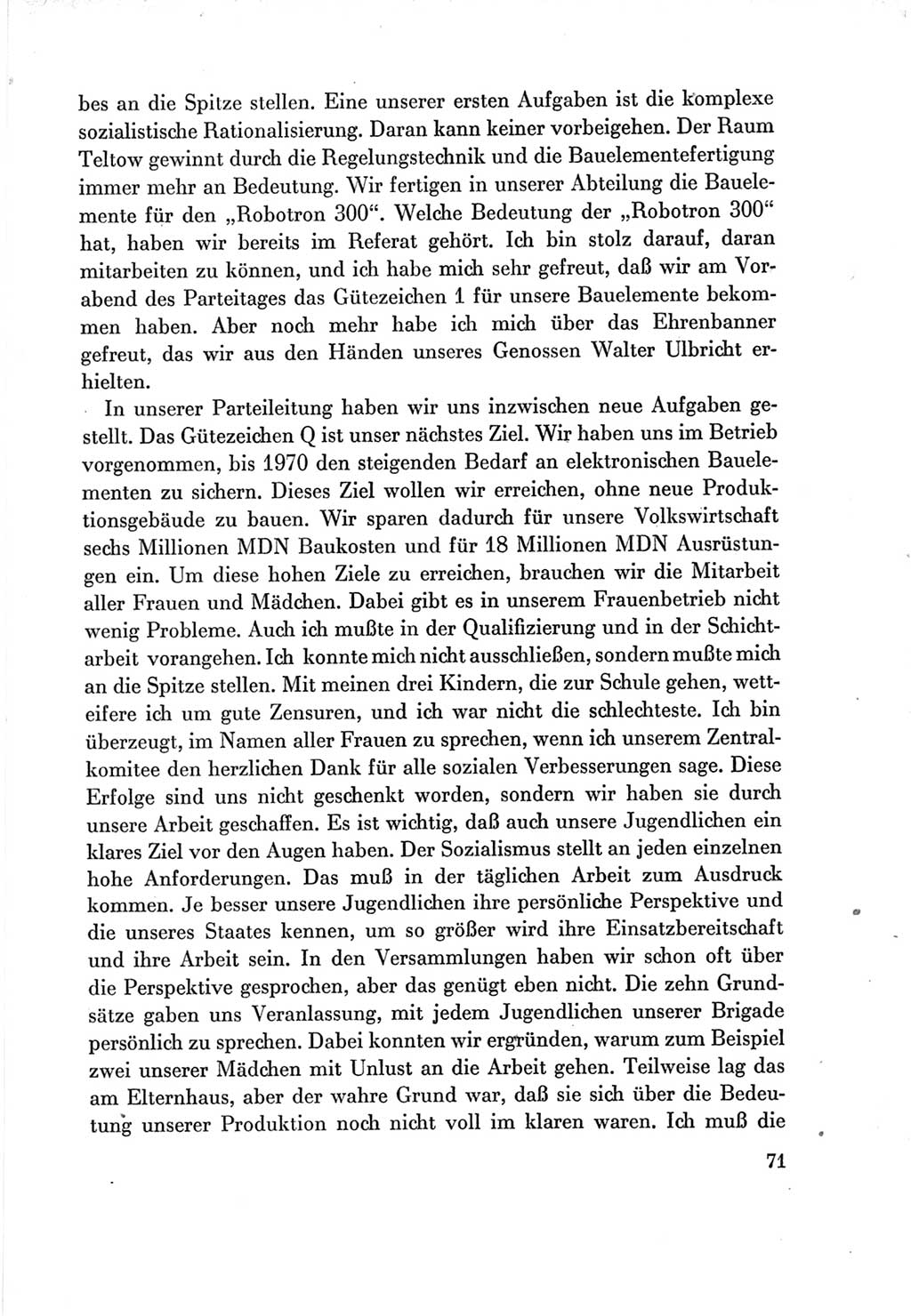Protokoll der Verhandlungen des Ⅶ. Parteitages der Sozialistischen Einheitspartei Deutschlands (SED) [Deutsche Demokratische Republik (DDR)] 1967, Band Ⅲ, Seite 71 (Prot. Verh. Ⅶ. PT SED DDR 1967, Bd. Ⅲ, S. 71)