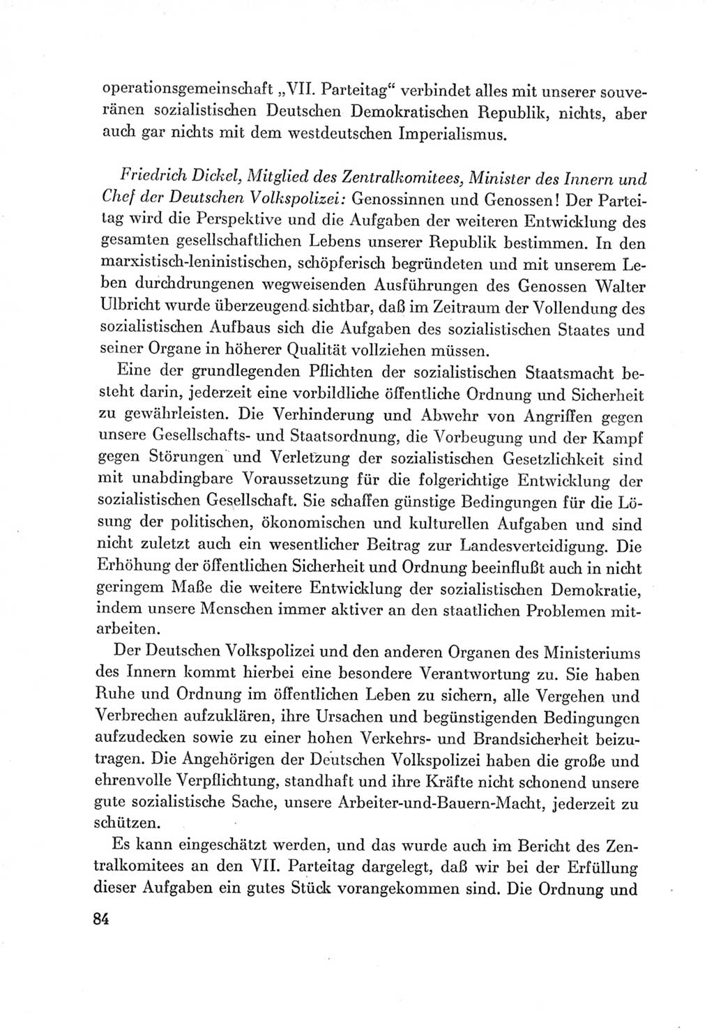 Protokoll der Verhandlungen des Ⅶ. Parteitages der Sozialistischen Einheitspartei Deutschlands (SED) [Deutsche Demokratische Republik (DDR)] 1967, Band Ⅲ, Seite 84 (Prot. Verh. Ⅶ. PT SED DDR 1967, Bd. Ⅲ, S. 84)