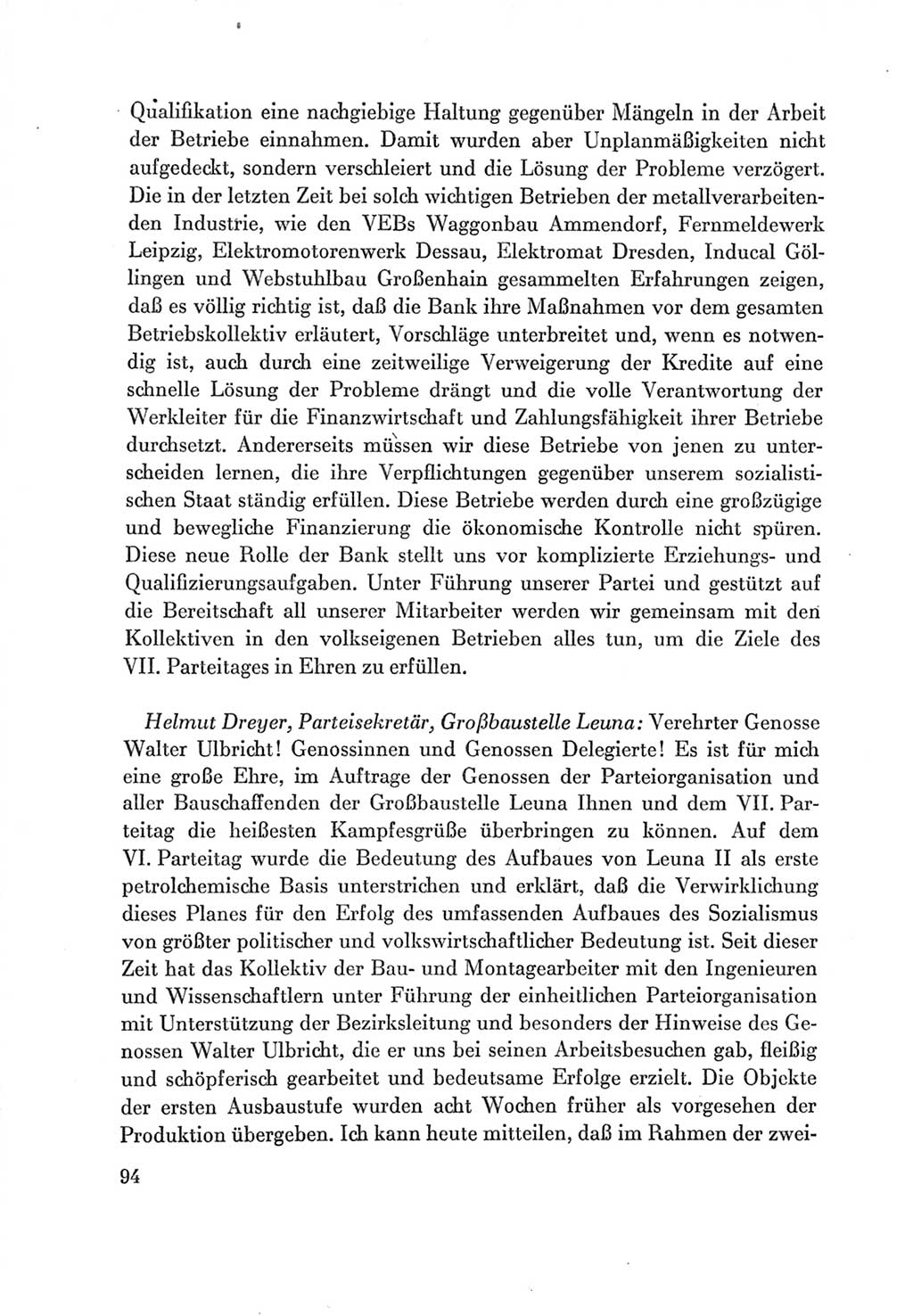 Protokoll der Verhandlungen des Ⅶ. Parteitages der Sozialistischen Einheitspartei Deutschlands (SED) [Deutsche Demokratische Republik (DDR)] 1967, Band Ⅲ, Seite 94 (Prot. Verh. Ⅶ. PT SED DDR 1967, Bd. Ⅲ, S. 94)