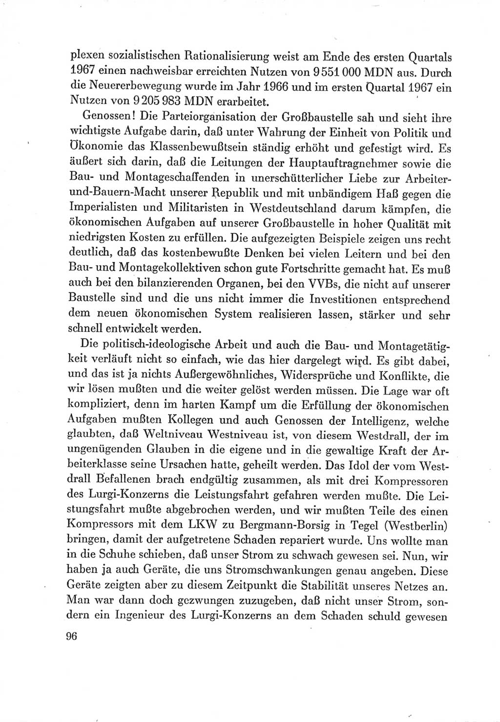Protokoll der Verhandlungen des Ⅶ. Parteitages der Sozialistischen Einheitspartei Deutschlands (SED) [Deutsche Demokratische Republik (DDR)] 1967, Band Ⅲ, Seite 96 (Prot. Verh. Ⅶ. PT SED DDR 1967, Bd. Ⅲ, S. 96)