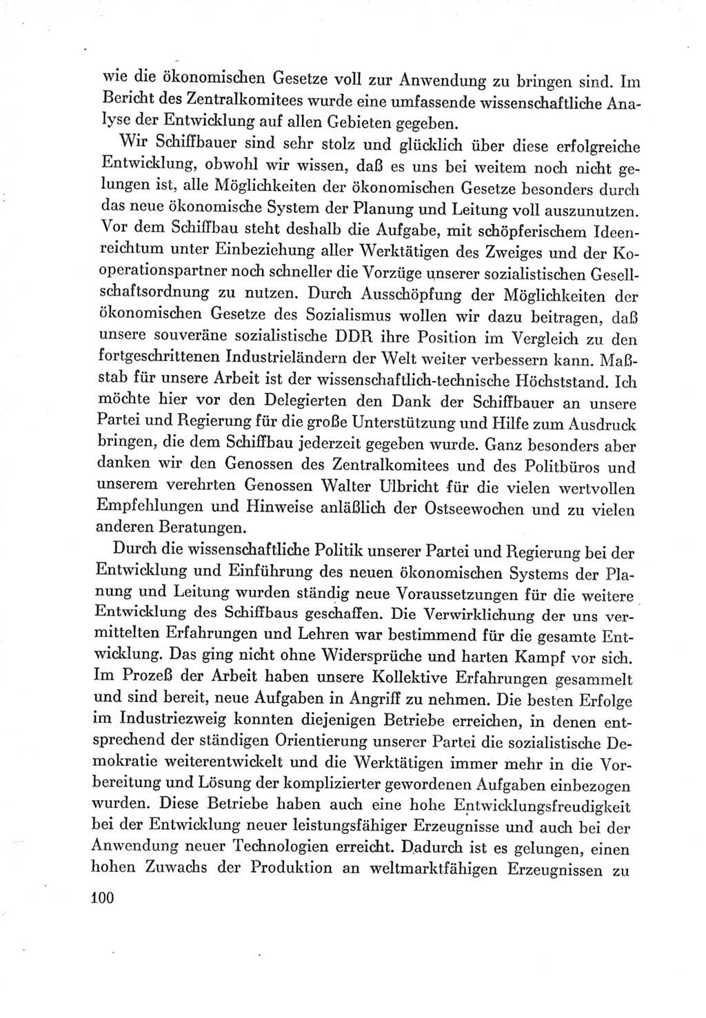 Protokoll der Verhandlungen des Ⅶ. Parteitages der Sozialistischen Einheitspartei Deutschlands (SED) [Deutsche Demokratische Republik (DDR)] 1967, Band Ⅲ, Seite 100 (Prot. Verh. Ⅶ. PT SED DDR 1967, Bd. Ⅲ, S. 100)