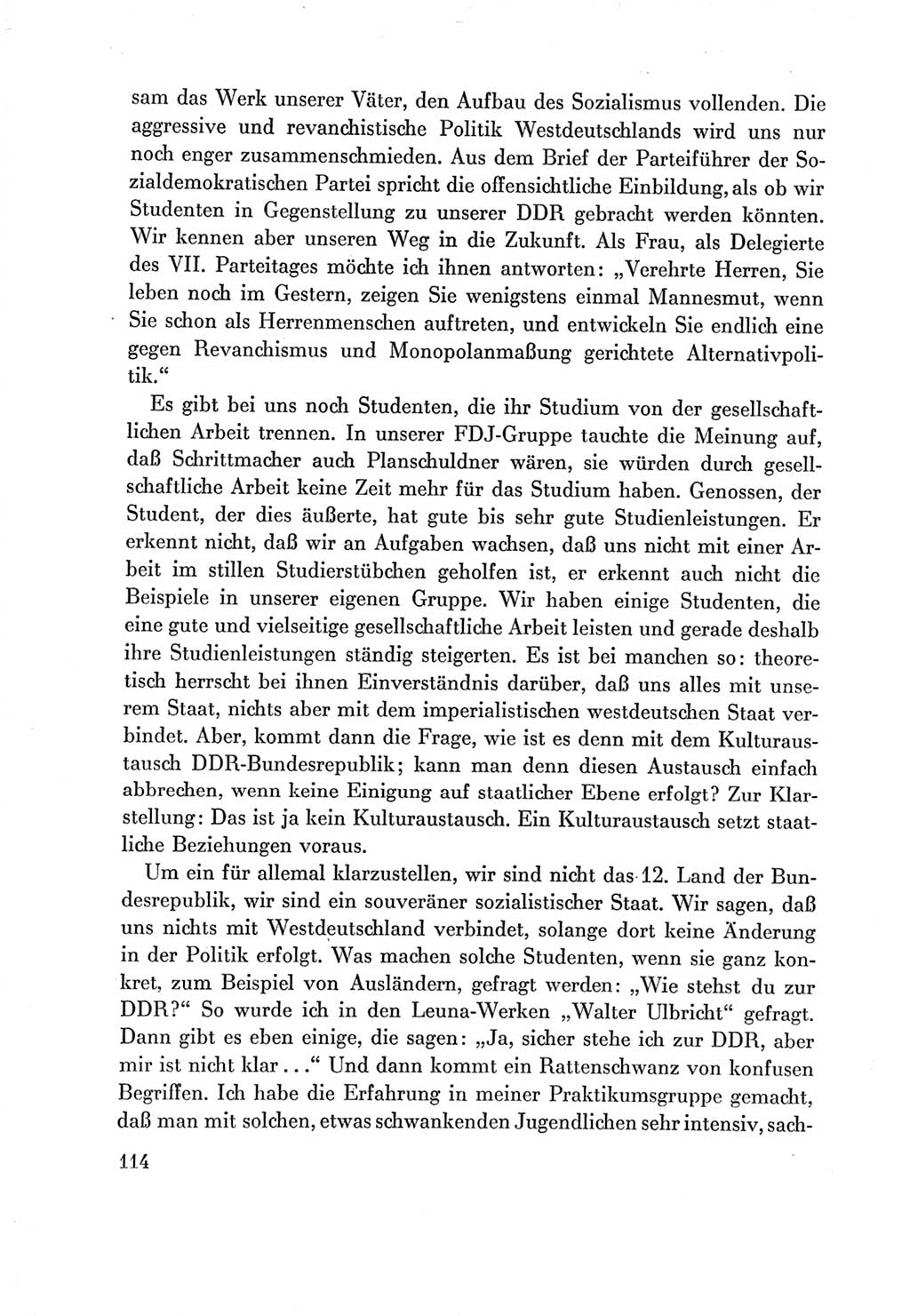 Protokoll der Verhandlungen des Ⅶ. Parteitages der Sozialistischen Einheitspartei Deutschlands (SED) [Deutsche Demokratische Republik (DDR)] 1967, Band Ⅲ, Seite 114 (Prot. Verh. Ⅶ. PT SED DDR 1967, Bd. Ⅲ, S. 114)