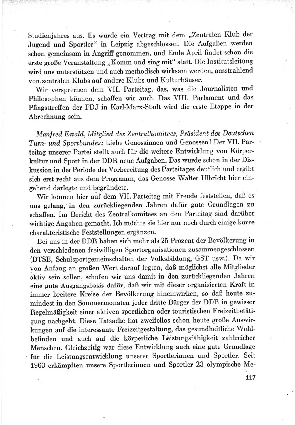 Protokoll der Verhandlungen des Ⅶ. Parteitages der Sozialistischen Einheitspartei Deutschlands (SED) [Deutsche Demokratische Republik (DDR)] 1967, Band Ⅲ, Seite 117 (Prot. Verh. Ⅶ. PT SED DDR 1967, Bd. Ⅲ, S. 117)