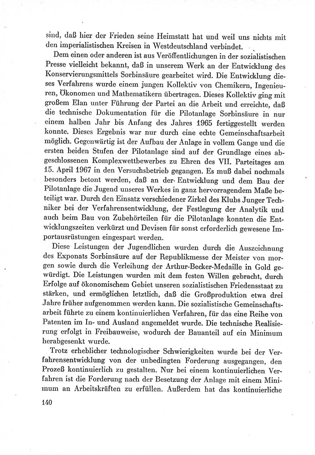 Protokoll der Verhandlungen des Ⅶ. Parteitages der Sozialistischen Einheitspartei Deutschlands (SED) [Deutsche Demokratische Republik (DDR)] 1967, Band Ⅲ, Seite 140 (Prot. Verh. Ⅶ. PT SED DDR 1967, Bd. Ⅲ, S. 140)