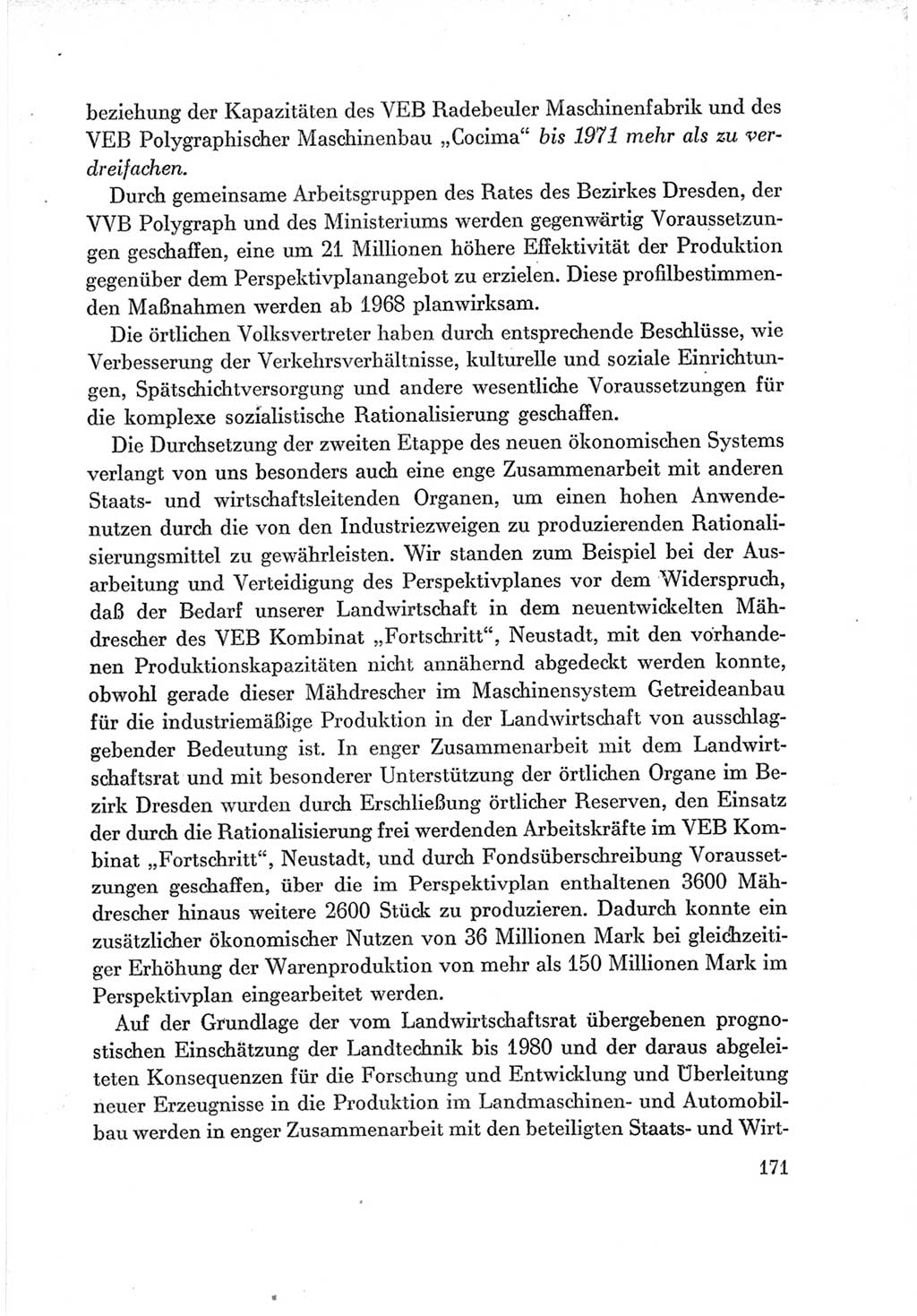 Protokoll der Verhandlungen des Ⅶ. Parteitages der Sozialistischen Einheitspartei Deutschlands (SED) [Deutsche Demokratische Republik (DDR)] 1967, Band Ⅲ, Seite 171 (Prot. Verh. Ⅶ. PT SED DDR 1967, Bd. Ⅲ, S. 171)