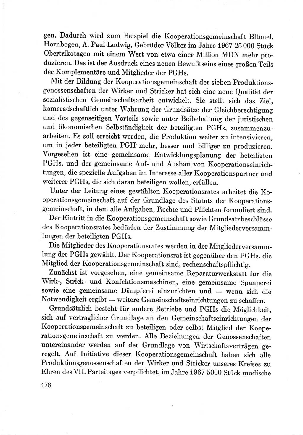 Protokoll der Verhandlungen des Ⅶ. Parteitages der Sozialistischen Einheitspartei Deutschlands (SED) [Deutsche Demokratische Republik (DDR)] 1967, Band Ⅲ, Seite 178 (Prot. Verh. Ⅶ. PT SED DDR 1967, Bd. Ⅲ, S. 178)