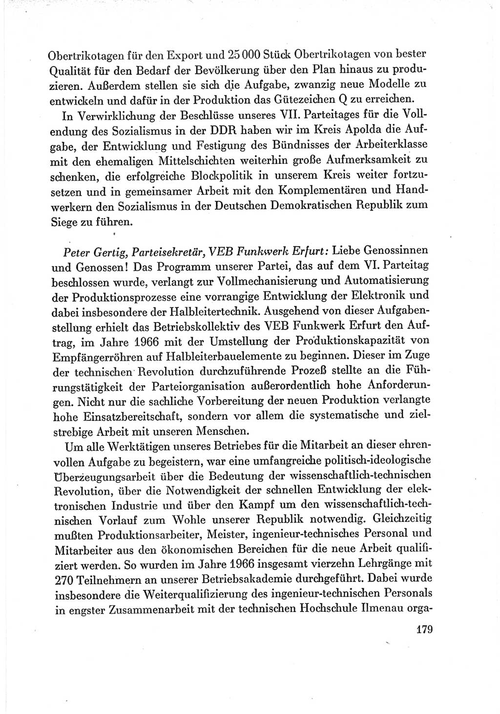 Protokoll der Verhandlungen des Ⅶ. Parteitages der Sozialistischen Einheitspartei Deutschlands (SED) [Deutsche Demokratische Republik (DDR)] 1967, Band Ⅲ, Seite 179 (Prot. Verh. Ⅶ. PT SED DDR 1967, Bd. Ⅲ, S. 179)