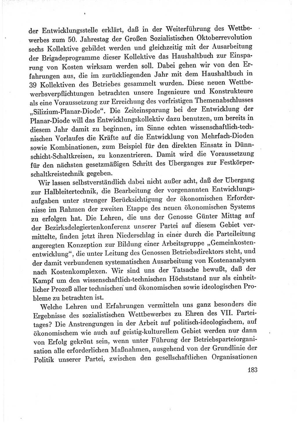 Protokoll der Verhandlungen des Ⅶ. Parteitages der Sozialistischen Einheitspartei Deutschlands (SED) [Deutsche Demokratische Republik (DDR)] 1967, Band Ⅲ, Seite 183 (Prot. Verh. Ⅶ. PT SED DDR 1967, Bd. Ⅲ, S. 183)