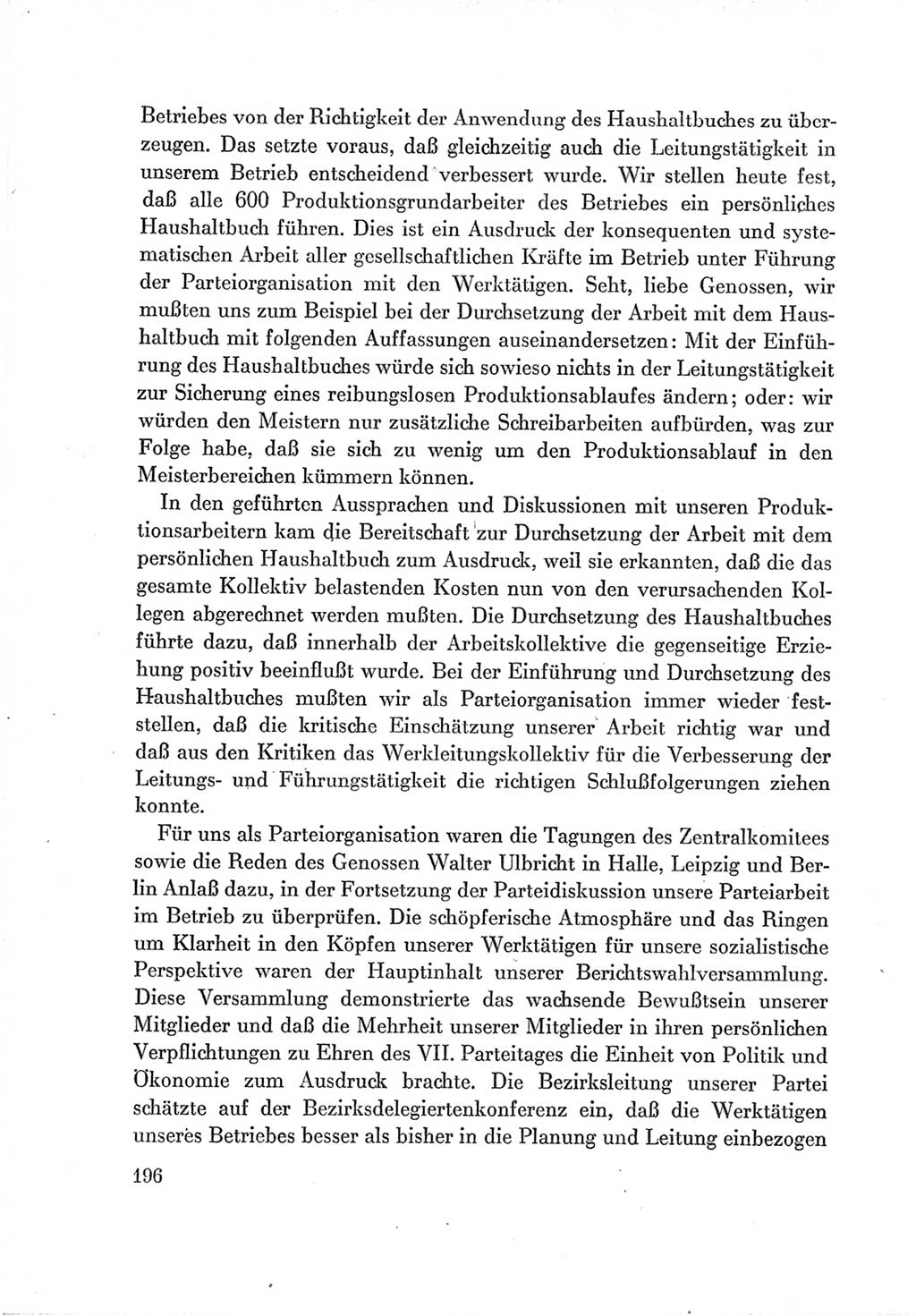 Protokoll der Verhandlungen des Ⅶ. Parteitages der Sozialistischen Einheitspartei Deutschlands (SED) [Deutsche Demokratische Republik (DDR)] 1967, Band Ⅲ, Seite 196 (Prot. Verh. Ⅶ. PT SED DDR 1967, Bd. Ⅲ, S. 196)