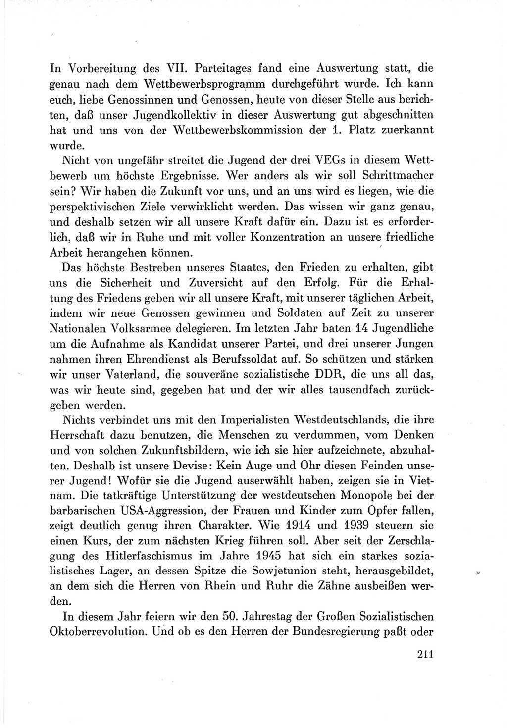 Protokoll der Verhandlungen des Ⅶ. Parteitages der Sozialistischen Einheitspartei Deutschlands (SED) [Deutsche Demokratische Republik (DDR)] 1967, Band Ⅲ, Seite 211 (Prot. Verh. Ⅶ. PT SED DDR 1967, Bd. Ⅲ, S. 211)