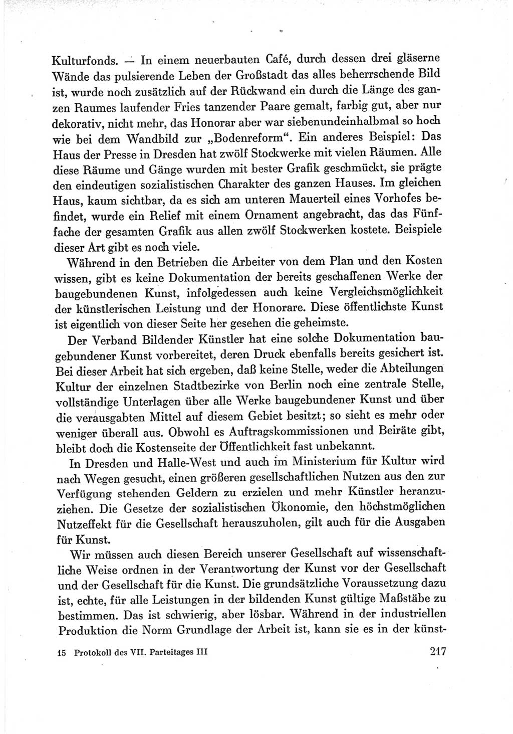 Protokoll der Verhandlungen des Ⅶ. Parteitages der Sozialistischen Einheitspartei Deutschlands (SED) [Deutsche Demokratische Republik (DDR)] 1967, Band Ⅲ, Seite 217 (Prot. Verh. Ⅶ. PT SED DDR 1967, Bd. Ⅲ, S. 217)