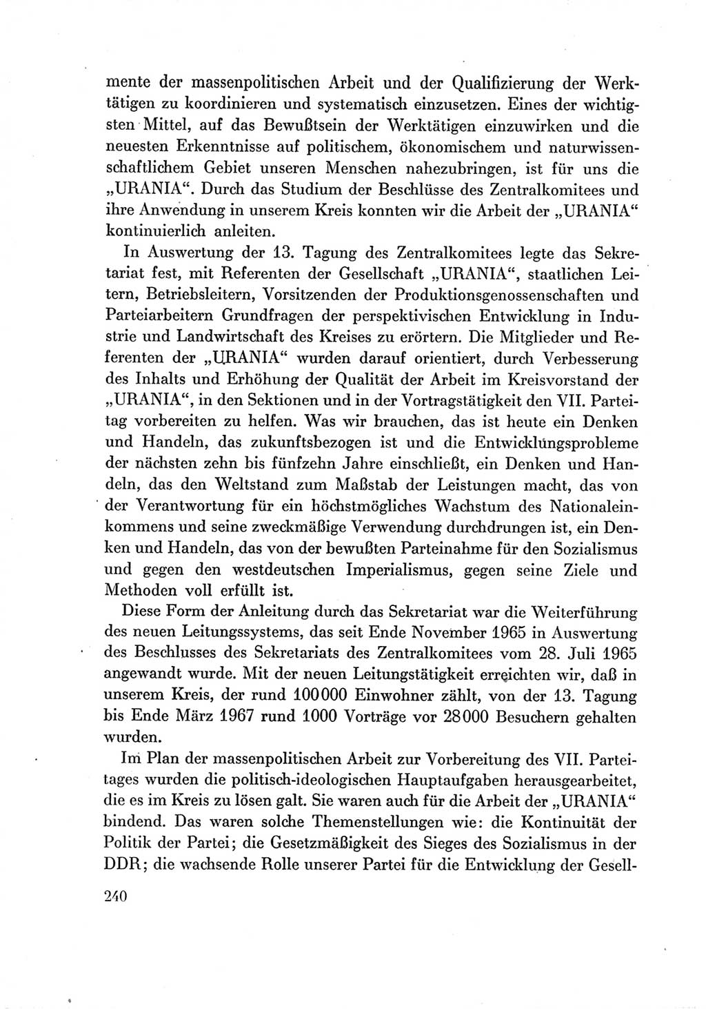 Protokoll der Verhandlungen des Ⅶ. Parteitages der Sozialistischen Einheitspartei Deutschlands (SED) [Deutsche Demokratische Republik (DDR)] 1967, Band Ⅲ, Seite 240 (Prot. Verh. Ⅶ. PT SED DDR 1967, Bd. Ⅲ, S. 240)