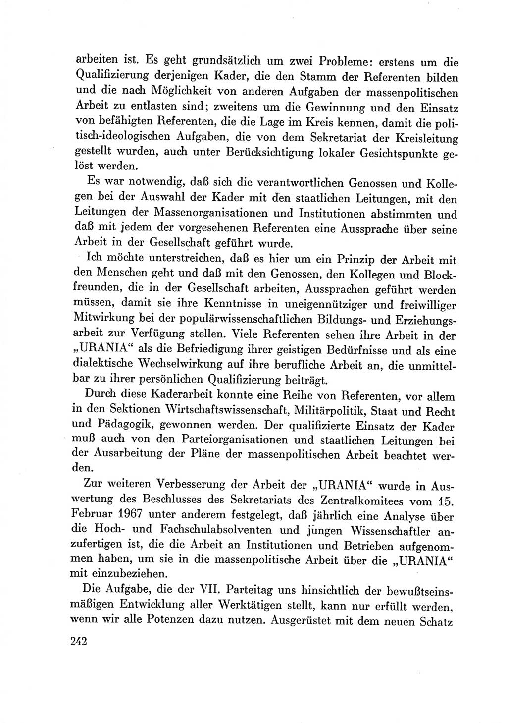 Protokoll der Verhandlungen des Ⅶ. Parteitages der Sozialistischen Einheitspartei Deutschlands (SED) [Deutsche Demokratische Republik (DDR)] 1967, Band Ⅲ, Seite 242 (Prot. Verh. Ⅶ. PT SED DDR 1967, Bd. Ⅲ, S. 242)