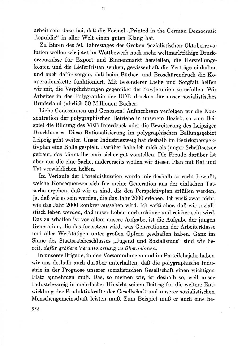 Protokoll der Verhandlungen des Ⅶ. Parteitages der Sozialistischen Einheitspartei Deutschlands (SED) [Deutsche Demokratische Republik (DDR)] 1967, Band Ⅲ, Seite 244 (Prot. Verh. Ⅶ. PT SED DDR 1967, Bd. Ⅲ, S. 244)