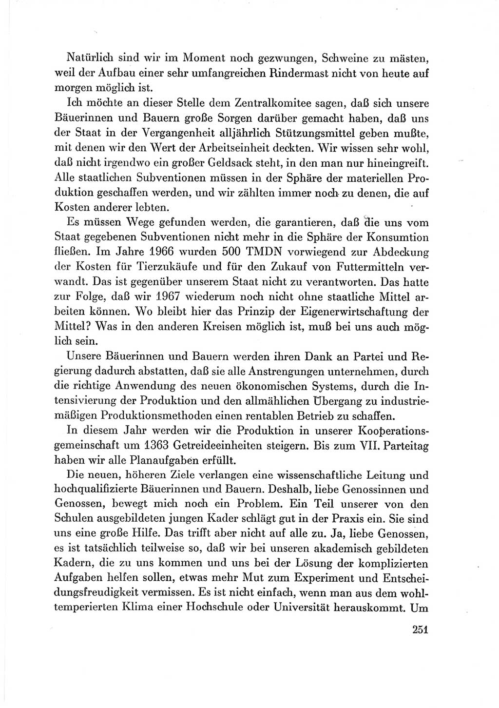 Protokoll der Verhandlungen des Ⅶ. Parteitages der Sozialistischen Einheitspartei Deutschlands (SED) [Deutsche Demokratische Republik (DDR)] 1967, Band Ⅲ, Seite 251 (Prot. Verh. Ⅶ. PT SED DDR 1967, Bd. Ⅲ, S. 251)