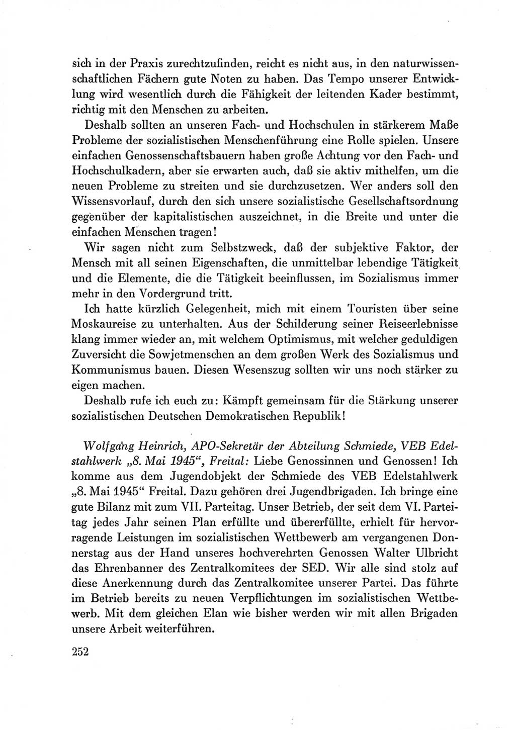 Protokoll der Verhandlungen des Ⅶ. Parteitages der Sozialistischen Einheitspartei Deutschlands (SED) [Deutsche Demokratische Republik (DDR)] 1967, Band Ⅲ, Seite 252 (Prot. Verh. Ⅶ. PT SED DDR 1967, Bd. Ⅲ, S. 252)