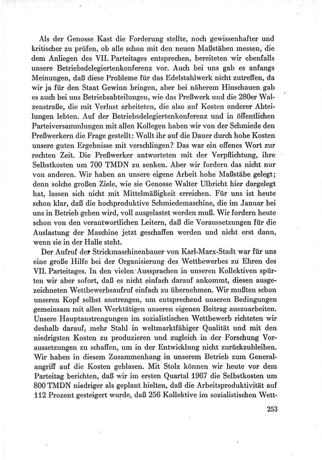 Protokoll der Verhandlungen des Ⅶ. Parteitages der Sozialistischen Einheitspartei Deutschlands (SED) [Deutsche Demokratische Republik (DDR)] 1967, Band Ⅲ, Seite 253 (Prot. Verh. Ⅶ. PT SED DDR 1967, Bd. Ⅲ, S. 253)