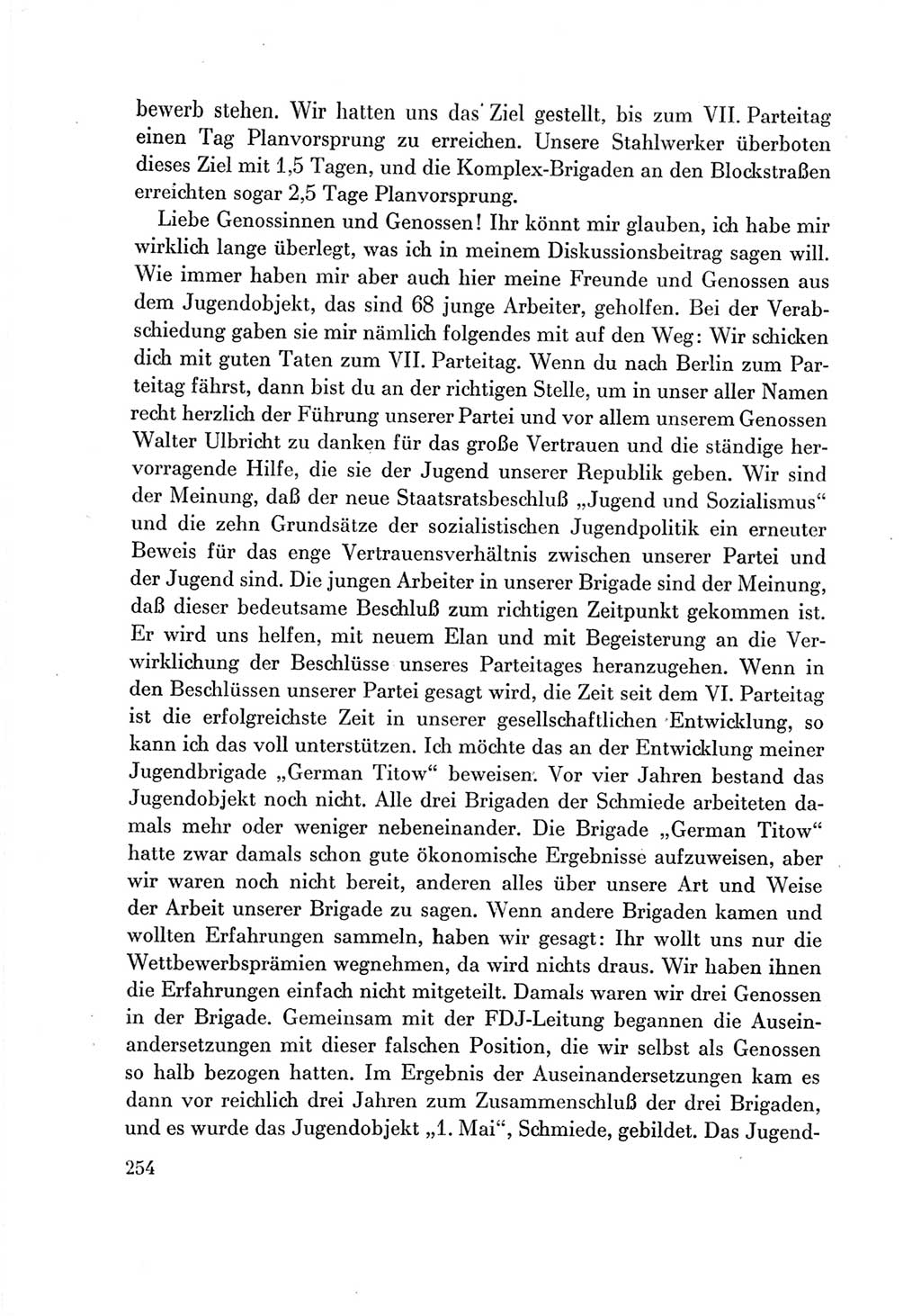 Protokoll der Verhandlungen des Ⅶ. Parteitages der Sozialistischen Einheitspartei Deutschlands (SED) [Deutsche Demokratische Republik (DDR)] 1967, Band Ⅲ, Seite 254 (Prot. Verh. Ⅶ. PT SED DDR 1967, Bd. Ⅲ, S. 254)