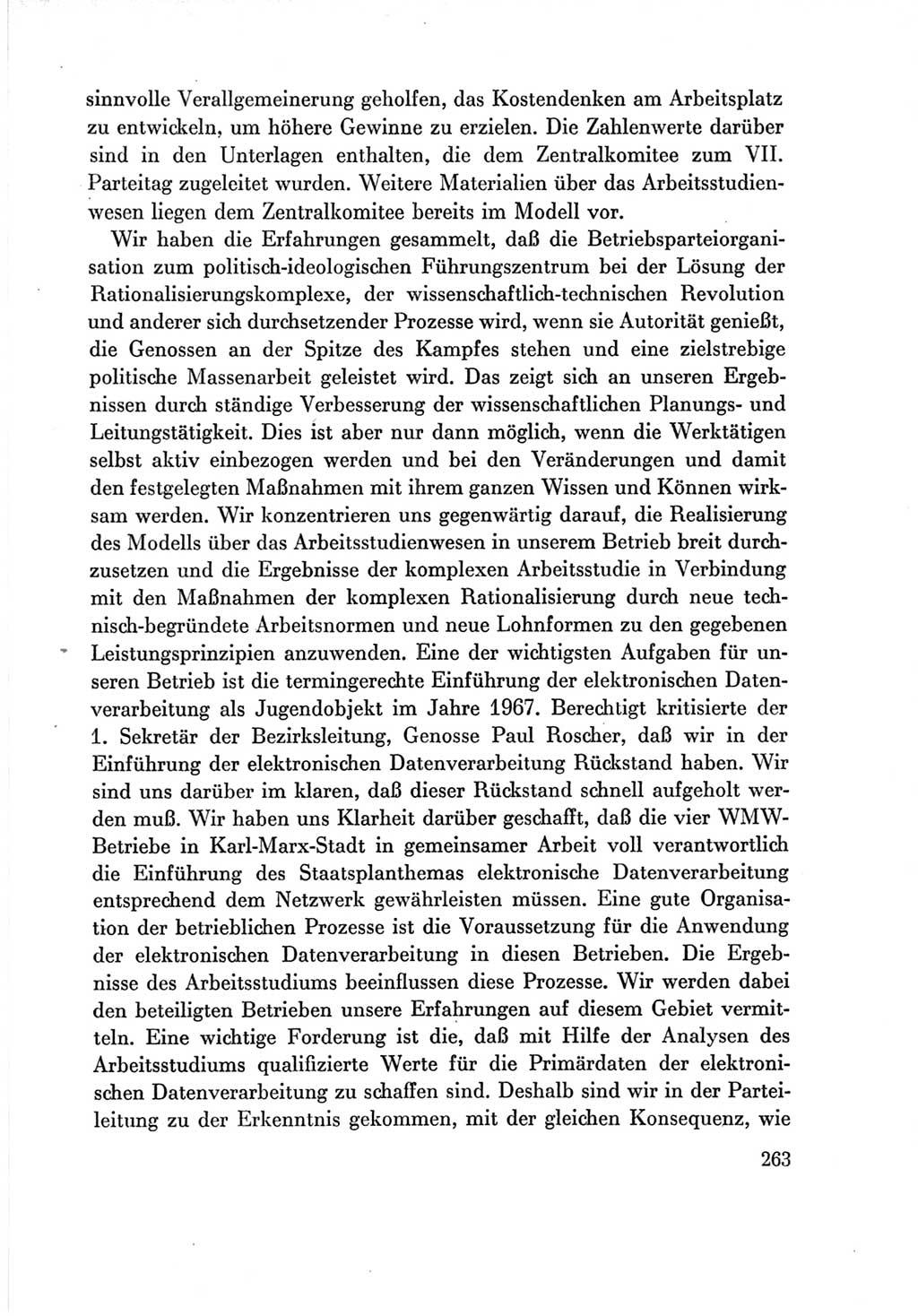 Protokoll der Verhandlungen des Ⅶ. Parteitages der Sozialistischen Einheitspartei Deutschlands (SED) [Deutsche Demokratische Republik (DDR)] 1967, Band Ⅲ, Seite 263 (Prot. Verh. Ⅶ. PT SED DDR 1967, Bd. Ⅲ, S. 263)