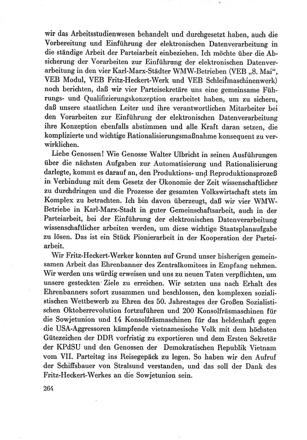 Protokoll der Verhandlungen des Ⅶ. Parteitages der Sozialistischen Einheitspartei Deutschlands (SED) [Deutsche Demokratische Republik (DDR)] 1967, Band Ⅲ, Seite 264 (Prot. Verh. Ⅶ. PT SED DDR 1967, Bd. Ⅲ, S. 264)