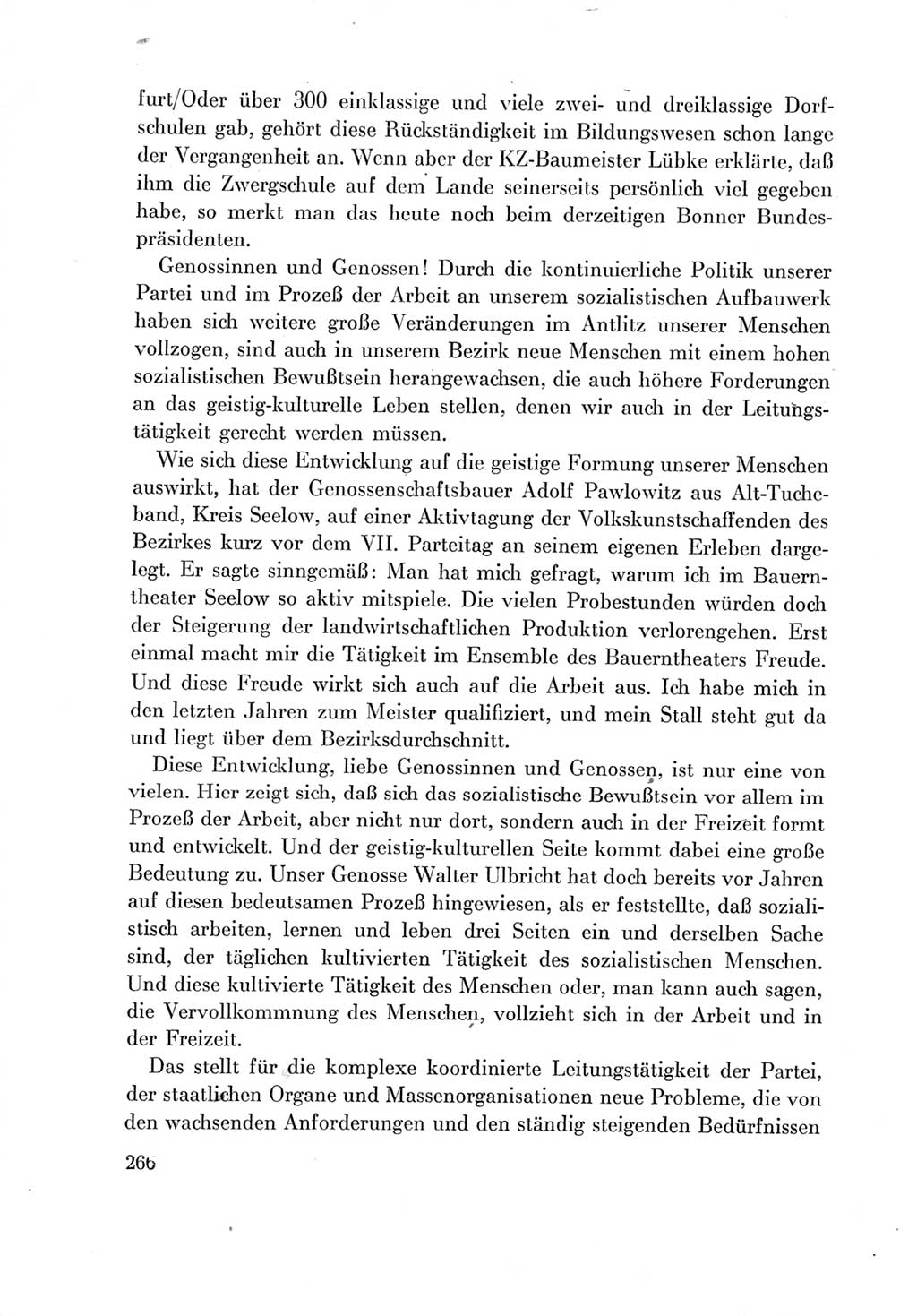 Protokoll der Verhandlungen des Ⅶ. Parteitages der Sozialistischen Einheitspartei Deutschlands (SED) [Deutsche Demokratische Republik (DDR)] 1967, Band Ⅲ, Seite 266 (Prot. Verh. Ⅶ. PT SED DDR 1967, Bd. Ⅲ, S. 266)