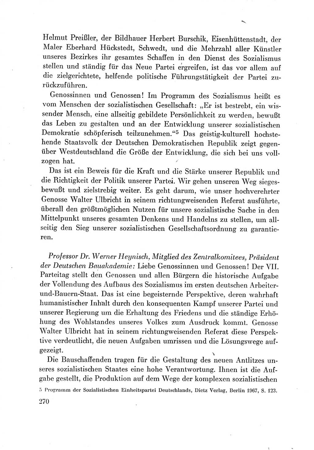 Protokoll der Verhandlungen des Ⅶ. Parteitages der Sozialistischen Einheitspartei Deutschlands (SED) [Deutsche Demokratische Republik (DDR)] 1967, Band Ⅲ, Seite 270 (Prot. Verh. Ⅶ. PT SED DDR 1967, Bd. Ⅲ, S. 270)