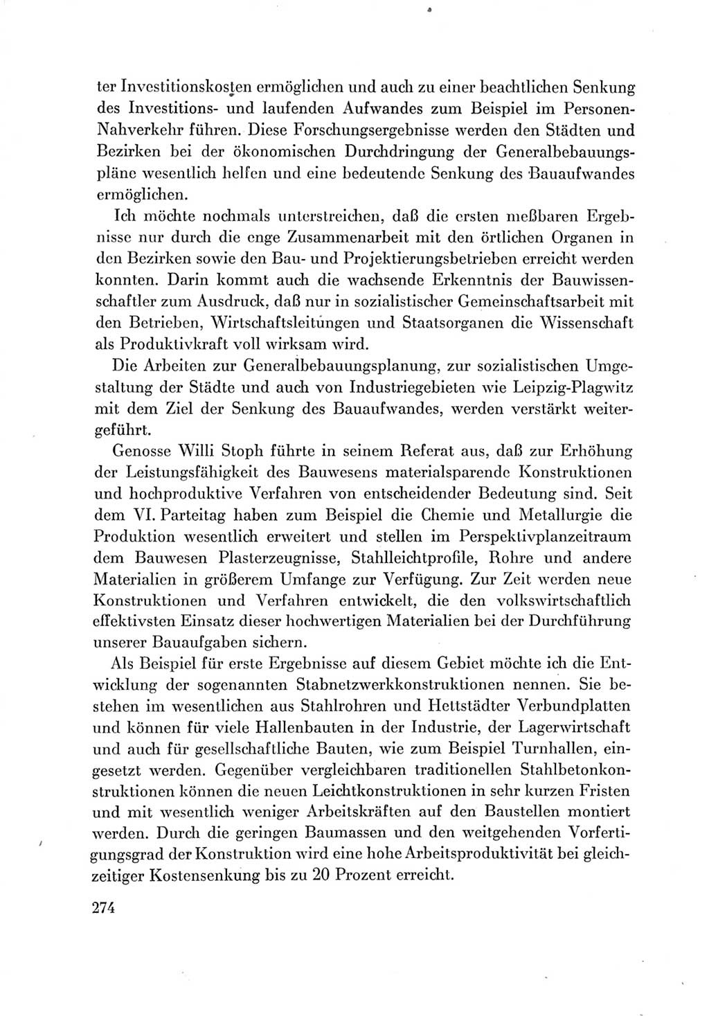 Protokoll der Verhandlungen des Ⅶ. Parteitages der Sozialistischen Einheitspartei Deutschlands (SED) [Deutsche Demokratische Republik (DDR)] 1967, Band Ⅲ, Seite 274 (Prot. Verh. Ⅶ. PT SED DDR 1967, Bd. Ⅲ, S. 274)