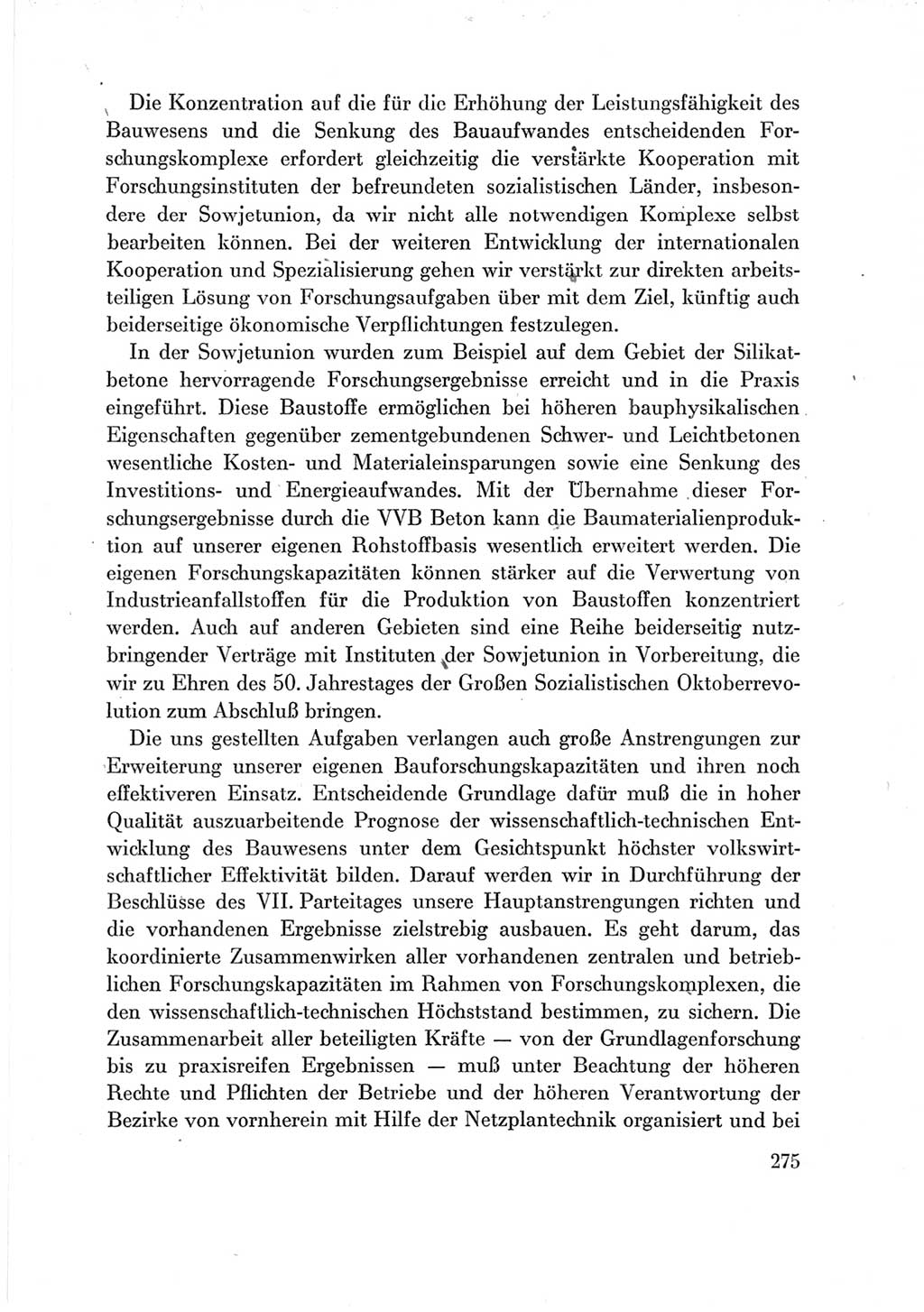 Protokoll der Verhandlungen des Ⅶ. Parteitages der Sozialistischen Einheitspartei Deutschlands (SED) [Deutsche Demokratische Republik (DDR)] 1967, Band Ⅲ, Seite 275 (Prot. Verh. Ⅶ. PT SED DDR 1967, Bd. Ⅲ, S. 275)
