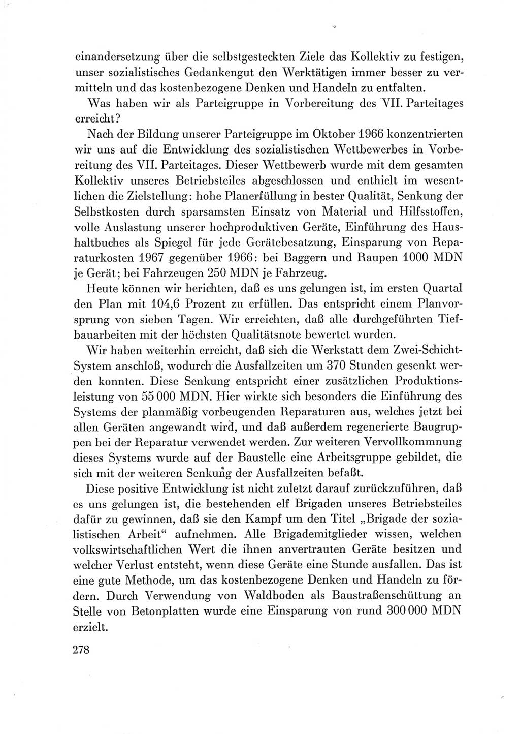 Protokoll der Verhandlungen des Ⅶ. Parteitages der Sozialistischen Einheitspartei Deutschlands (SED) [Deutsche Demokratische Republik (DDR)] 1967, Band Ⅲ, Seite 278 (Prot. Verh. Ⅶ. PT SED DDR 1967, Bd. Ⅲ, S. 278)