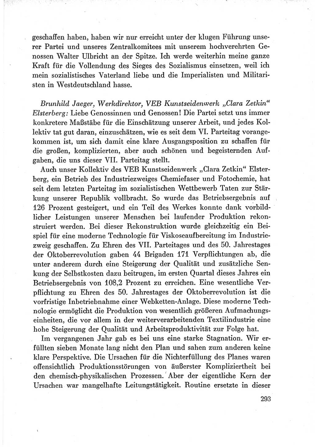 Protokoll der Verhandlungen des Ⅶ. Parteitages der Sozialistischen Einheitspartei Deutschlands (SED) [Deutsche Demokratische Republik (DDR)] 1967, Band Ⅲ, Seite 293 (Prot. Verh. Ⅶ. PT SED DDR 1967, Bd. Ⅲ, S. 293)