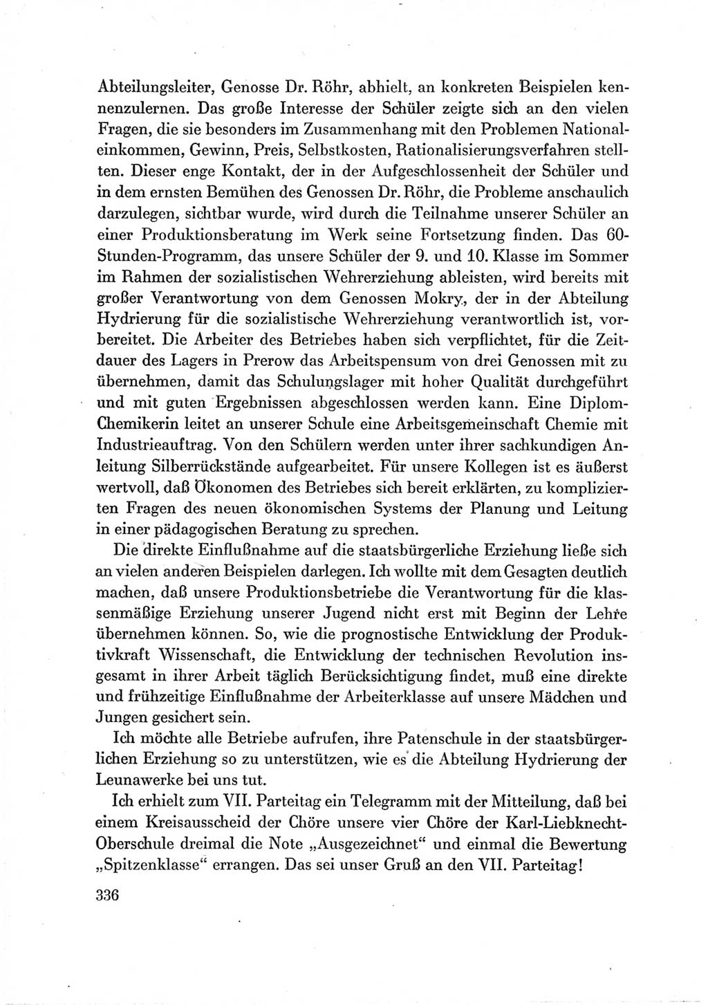 Protokoll der Verhandlungen des Ⅶ. Parteitages der Sozialistischen Einheitspartei Deutschlands (SED) [Deutsche Demokratische Republik (DDR)] 1967, Band Ⅲ, Seite 336 (Prot. Verh. Ⅶ. PT SED DDR 1967, Bd. Ⅲ, S. 336)