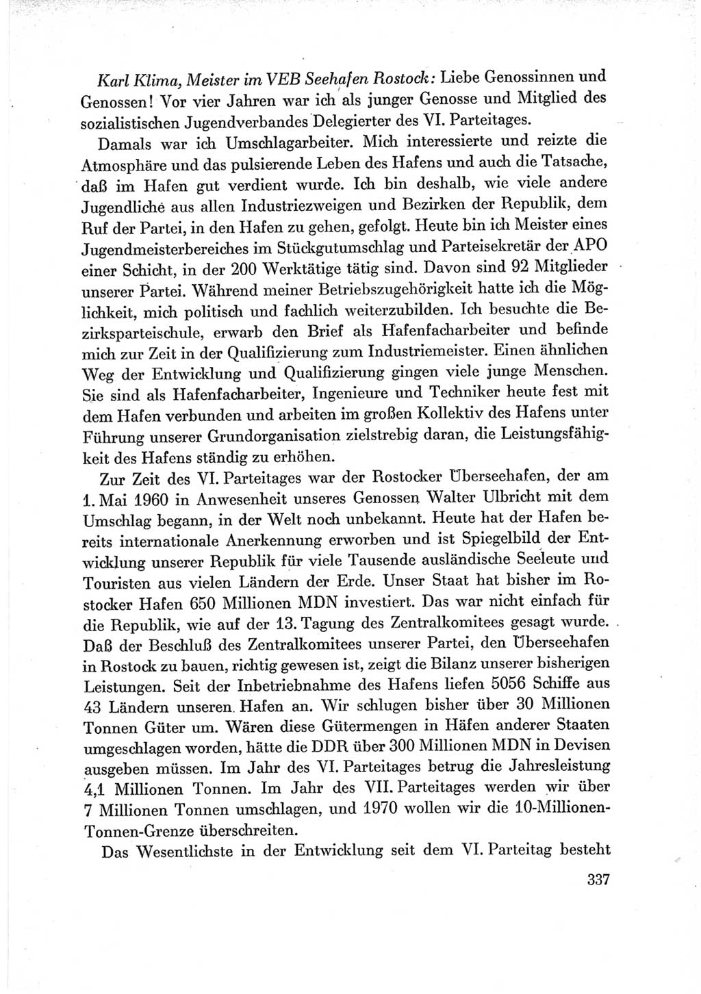 Protokoll der Verhandlungen des Ⅶ. Parteitages der Sozialistischen Einheitspartei Deutschlands (SED) [Deutsche Demokratische Republik (DDR)] 1967, Band Ⅲ, Seite 337 (Prot. Verh. Ⅶ. PT SED DDR 1967, Bd. Ⅲ, S. 337)