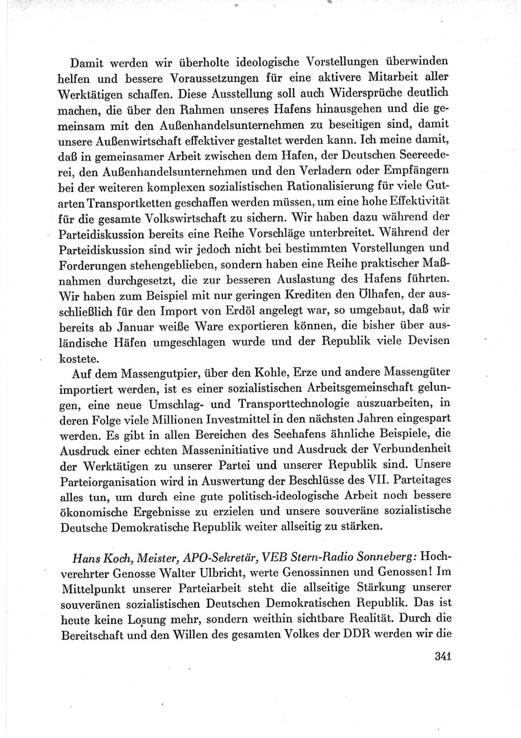 Protokoll der Verhandlungen des Ⅶ. Parteitages der Sozialistischen Einheitspartei Deutschlands (SED) [Deutsche Demokratische Republik (DDR)] 1967, Band Ⅲ, Seite 341 (Prot. Verh. Ⅶ. PT SED DDR 1967, Bd. Ⅲ, S. 341)