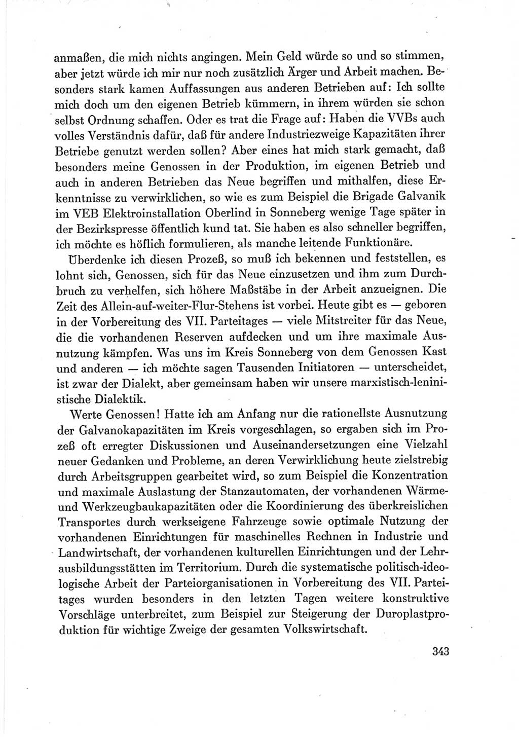 Protokoll der Verhandlungen des Ⅶ. Parteitages der Sozialistischen Einheitspartei Deutschlands (SED) [Deutsche Demokratische Republik (DDR)] 1967, Band Ⅲ, Seite 343 (Prot. Verh. Ⅶ. PT SED DDR 1967, Bd. Ⅲ, S. 343)