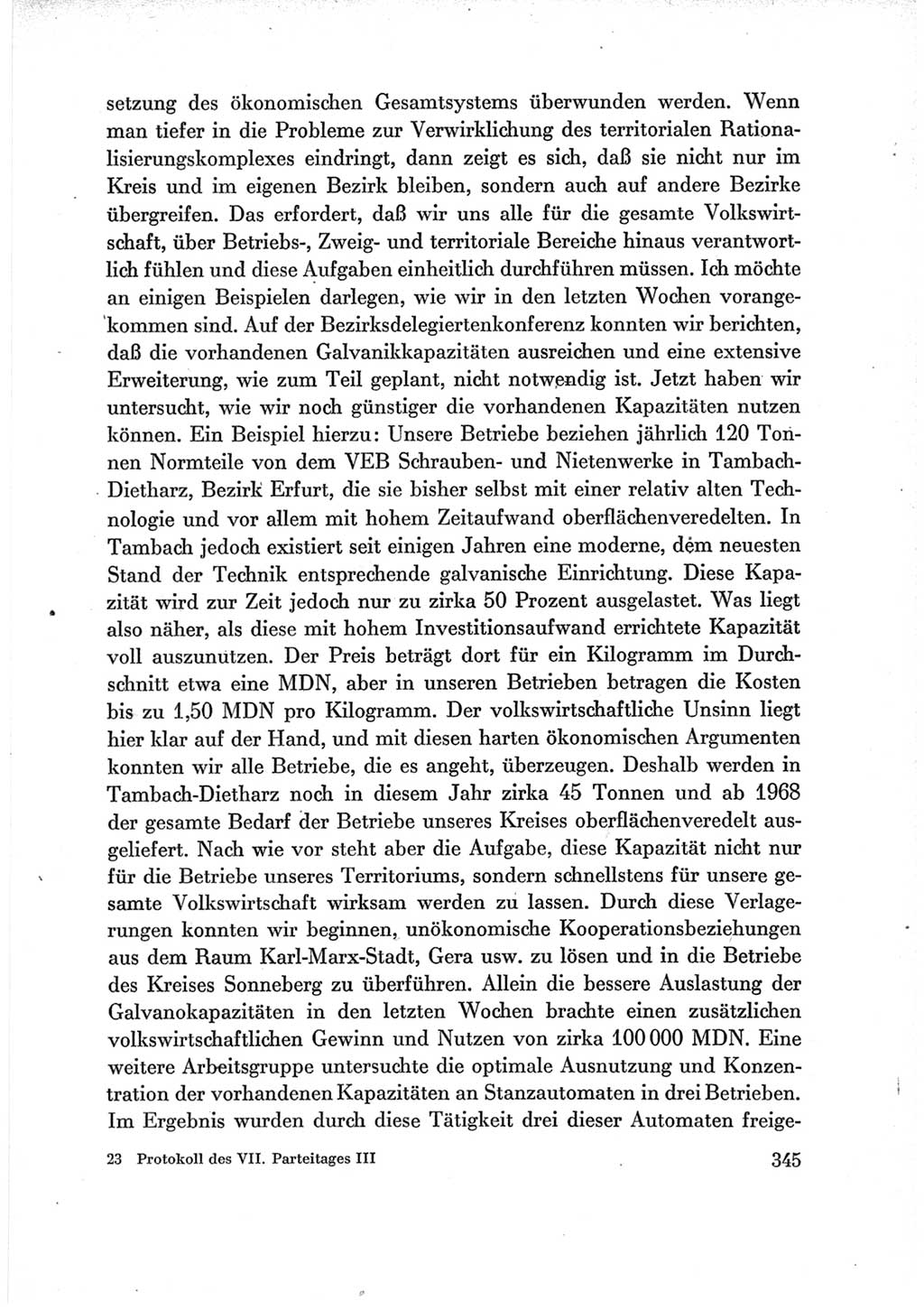 Protokoll der Verhandlungen des Ⅶ. Parteitages der Sozialistischen Einheitspartei Deutschlands (SED) [Deutsche Demokratische Republik (DDR)] 1967, Band Ⅲ, Seite 345 (Prot. Verh. Ⅶ. PT SED DDR 1967, Bd. Ⅲ, S. 345)