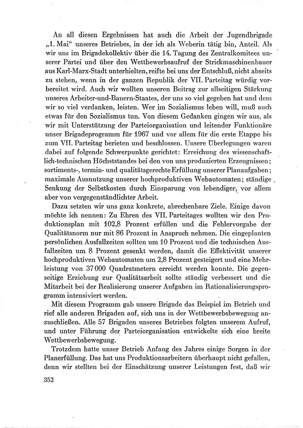 Protokoll der Verhandlungen des Ⅶ. Parteitages der Sozialistischen Einheitspartei Deutschlands (SED) [Deutsche Demokratische Republik (DDR)] 1967, Band Ⅲ, Seite 352 (Prot. Verh. Ⅶ. PT SED DDR 1967, Bd. Ⅲ, S. 352)