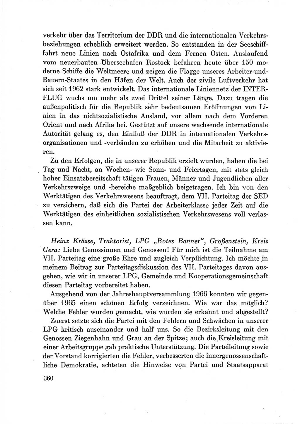 Protokoll der Verhandlungen des Ⅶ. Parteitages der Sozialistischen Einheitspartei Deutschlands (SED) [Deutsche Demokratische Republik (DDR)] 1967, Band Ⅲ, Seite 360 (Prot. Verh. Ⅶ. PT SED DDR 1967, Bd. Ⅲ, S. 360)